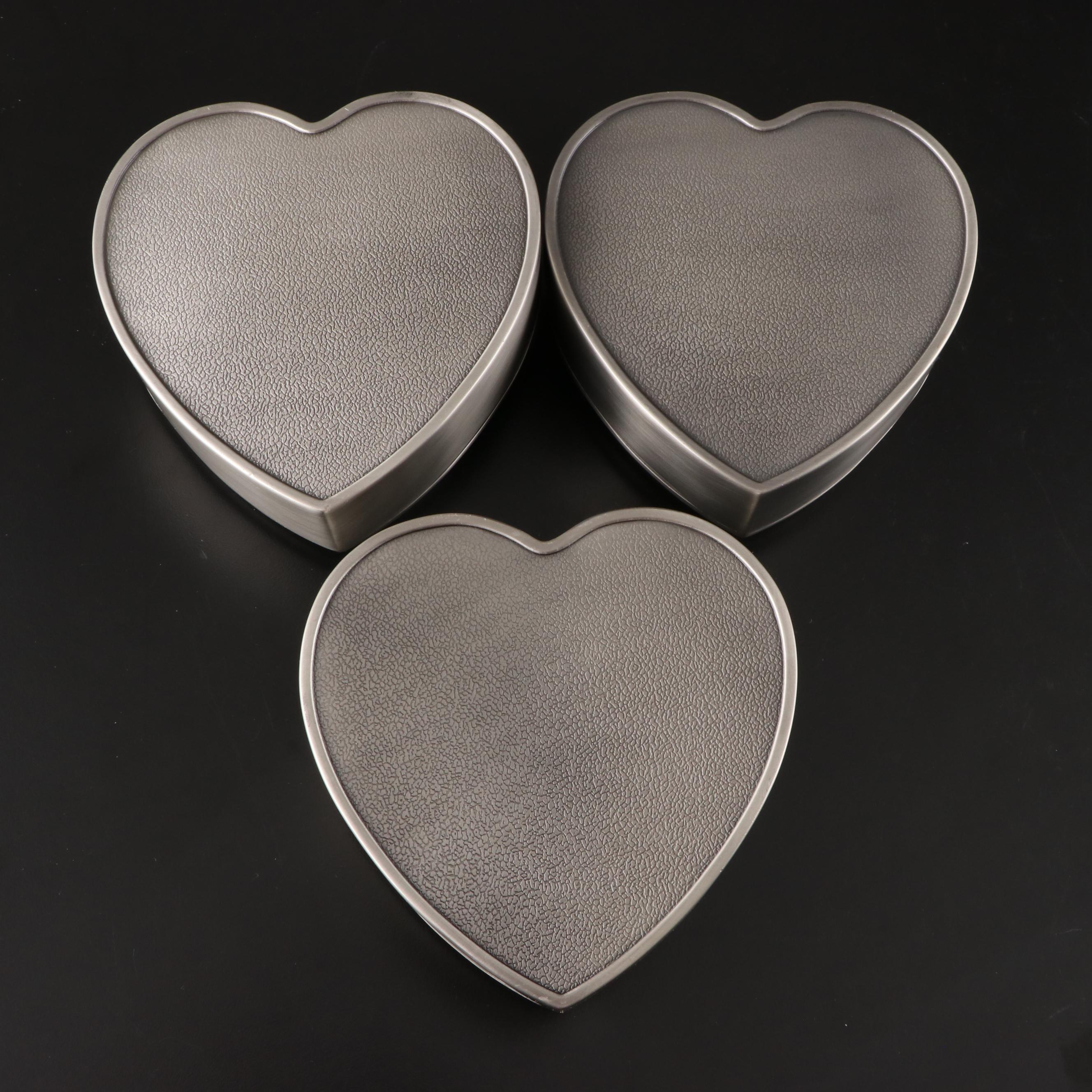 Contemporary Pewter and Silver Finish Jewelry and Vanity Box Collection