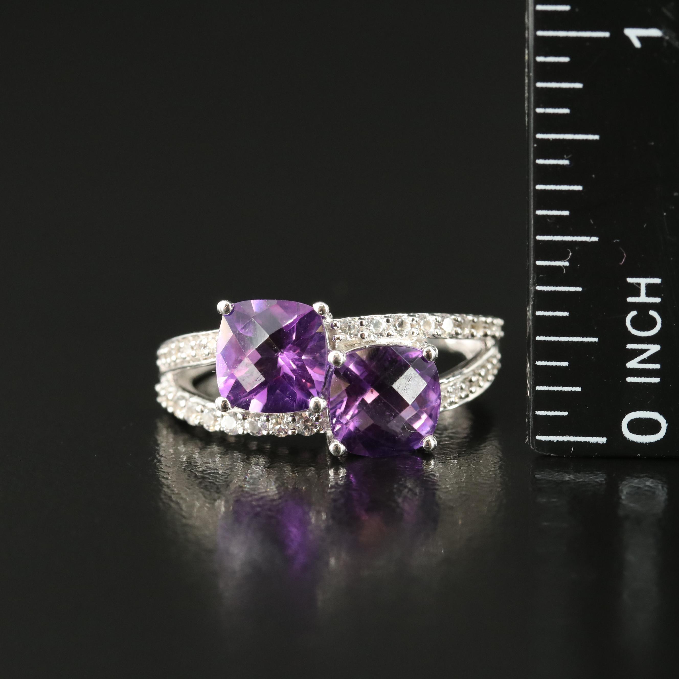 Sterling Amethyst and Sapphire Ring