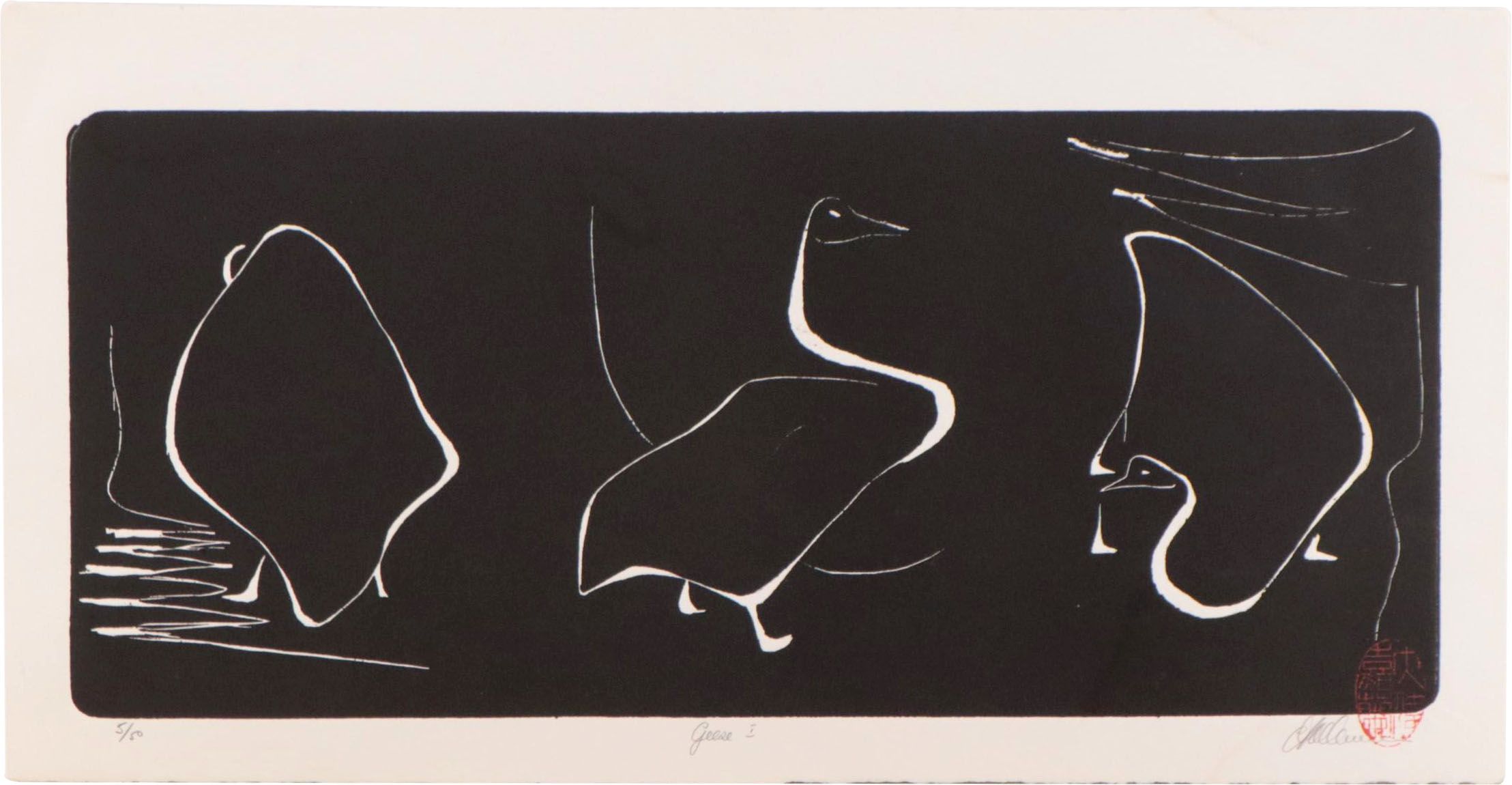 A. David Crown Relief Print "Geese I"