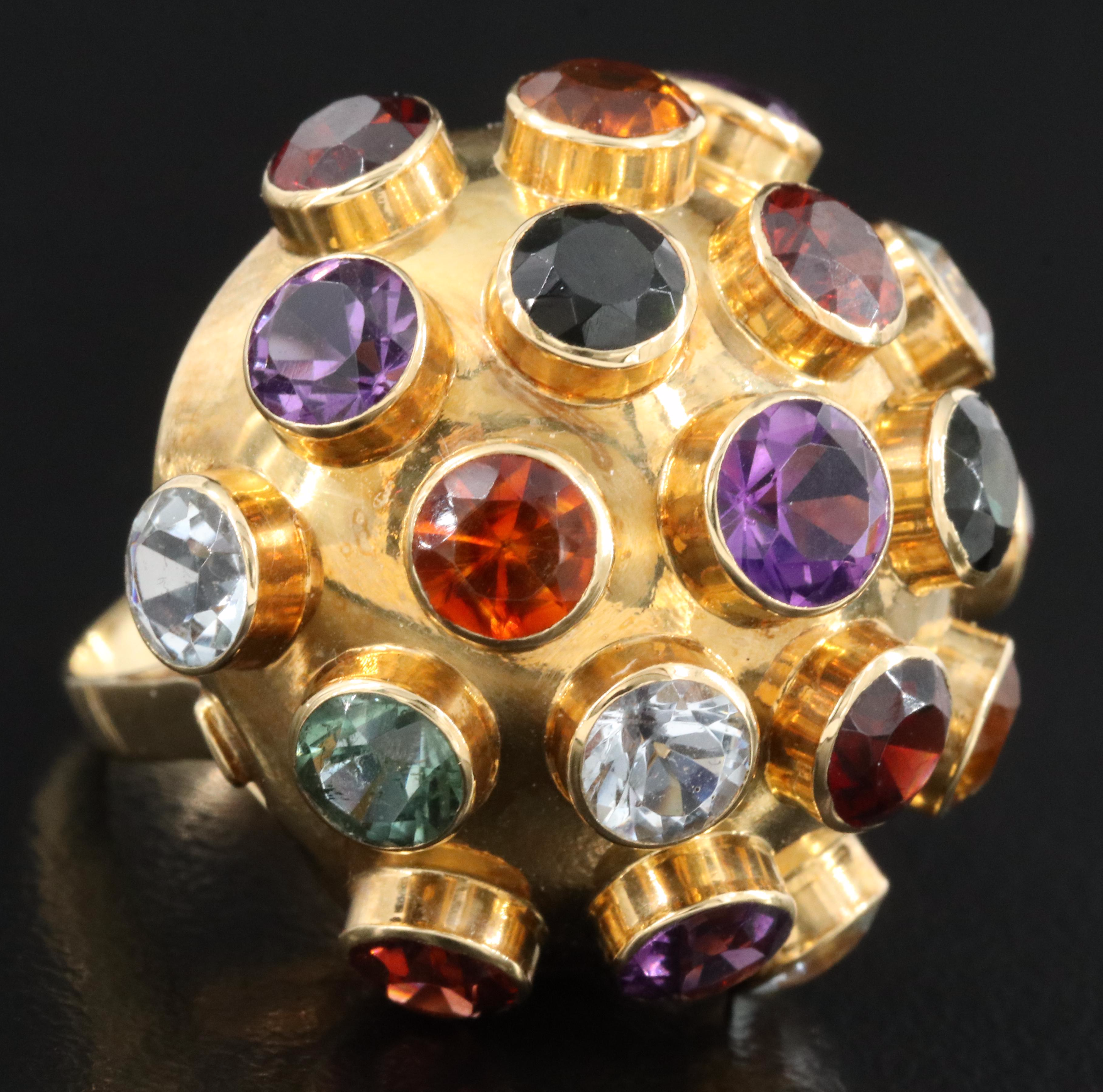18K Amethyst and Gemstone Sputnik Ring