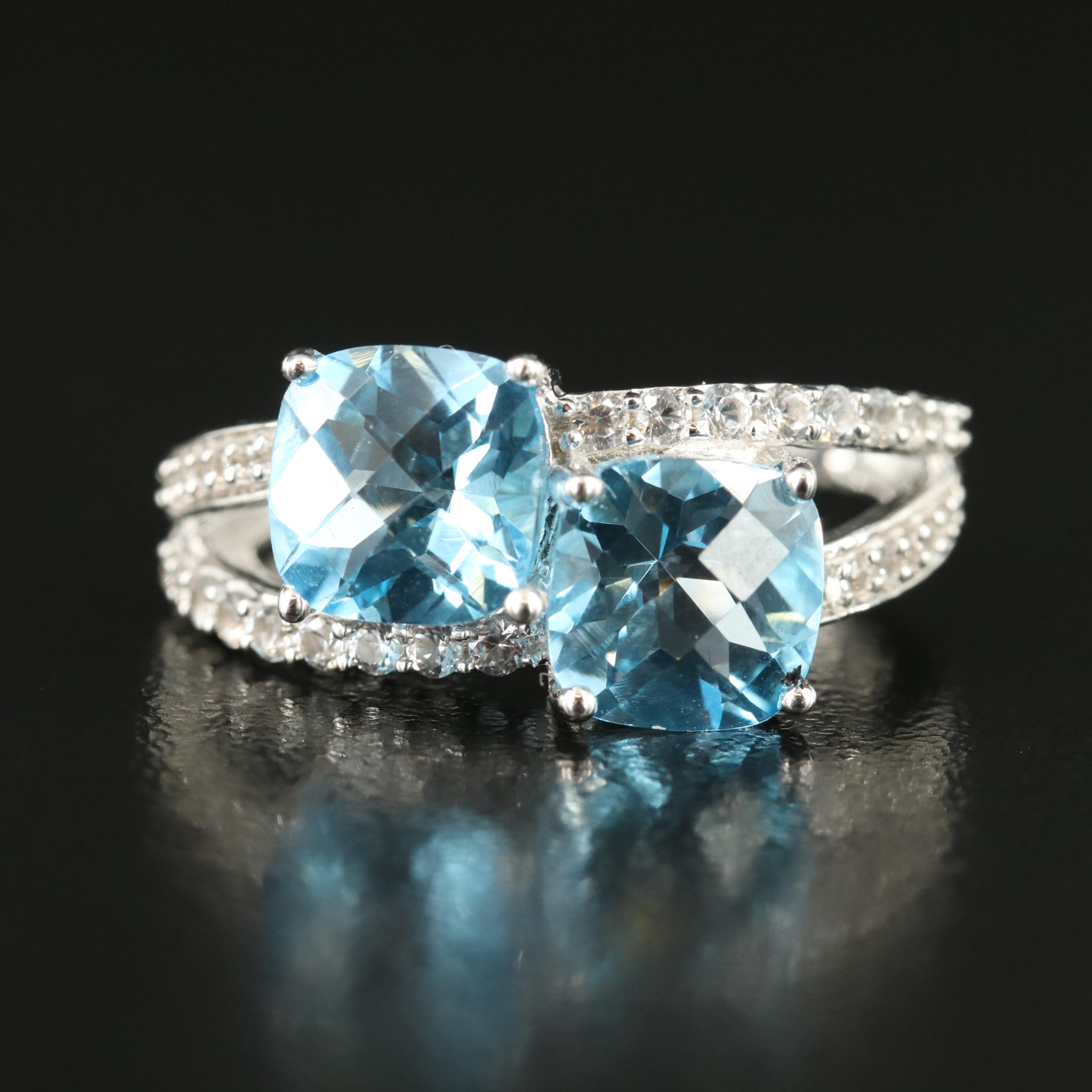 Sterling Topaz and Sapphire Ring