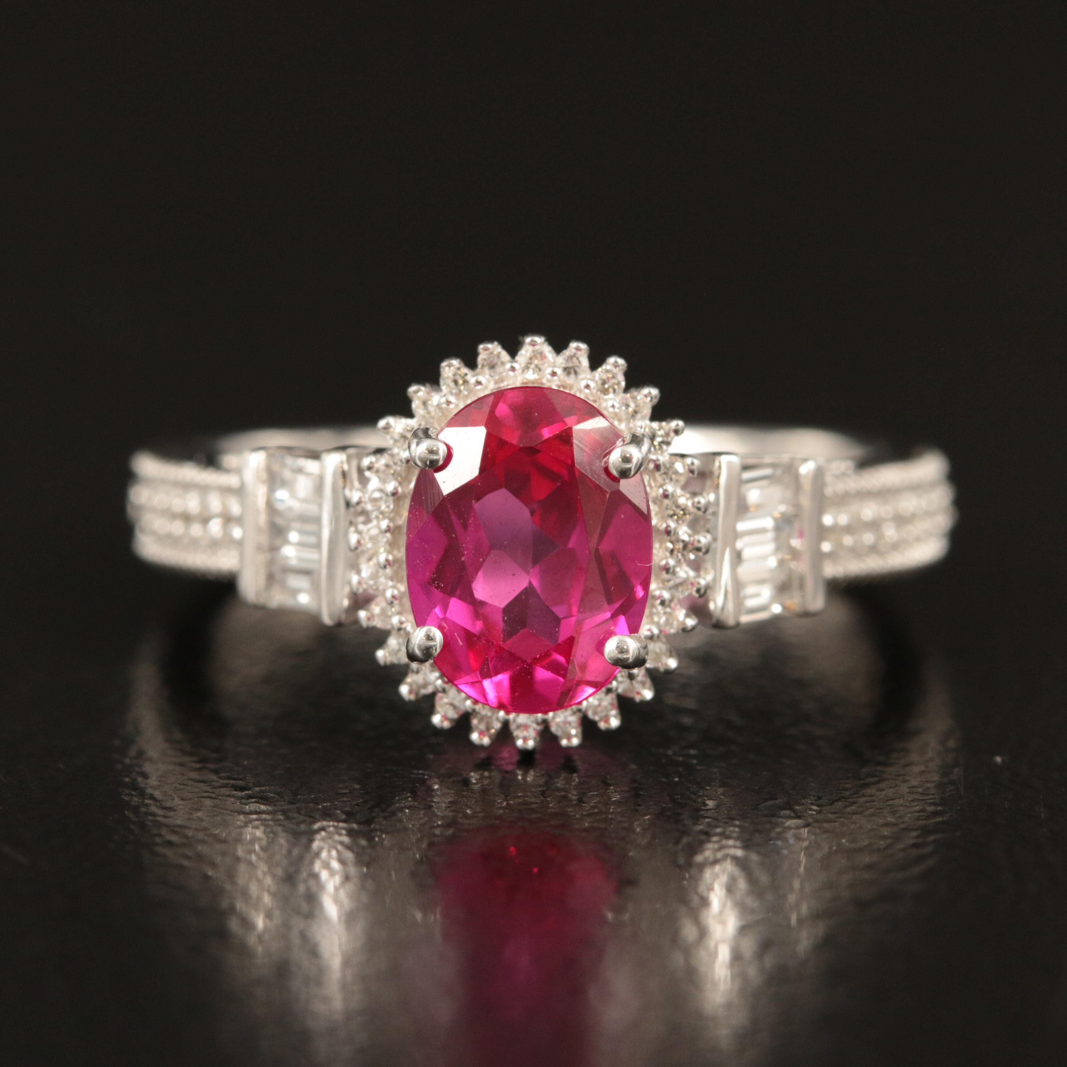 Sterling Ruby and White Sapphire Ring