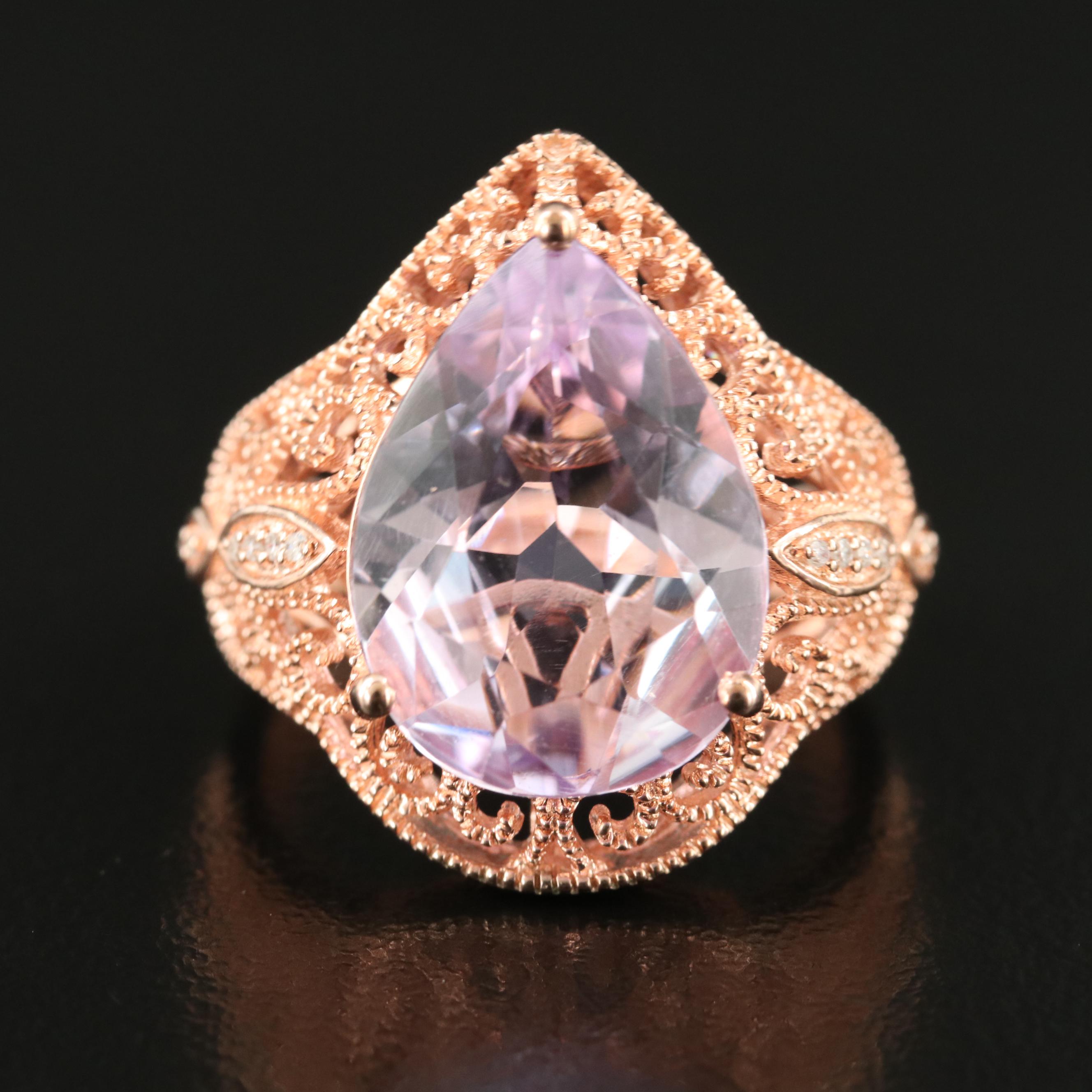 Sterling Amethyst and Diamond Ring