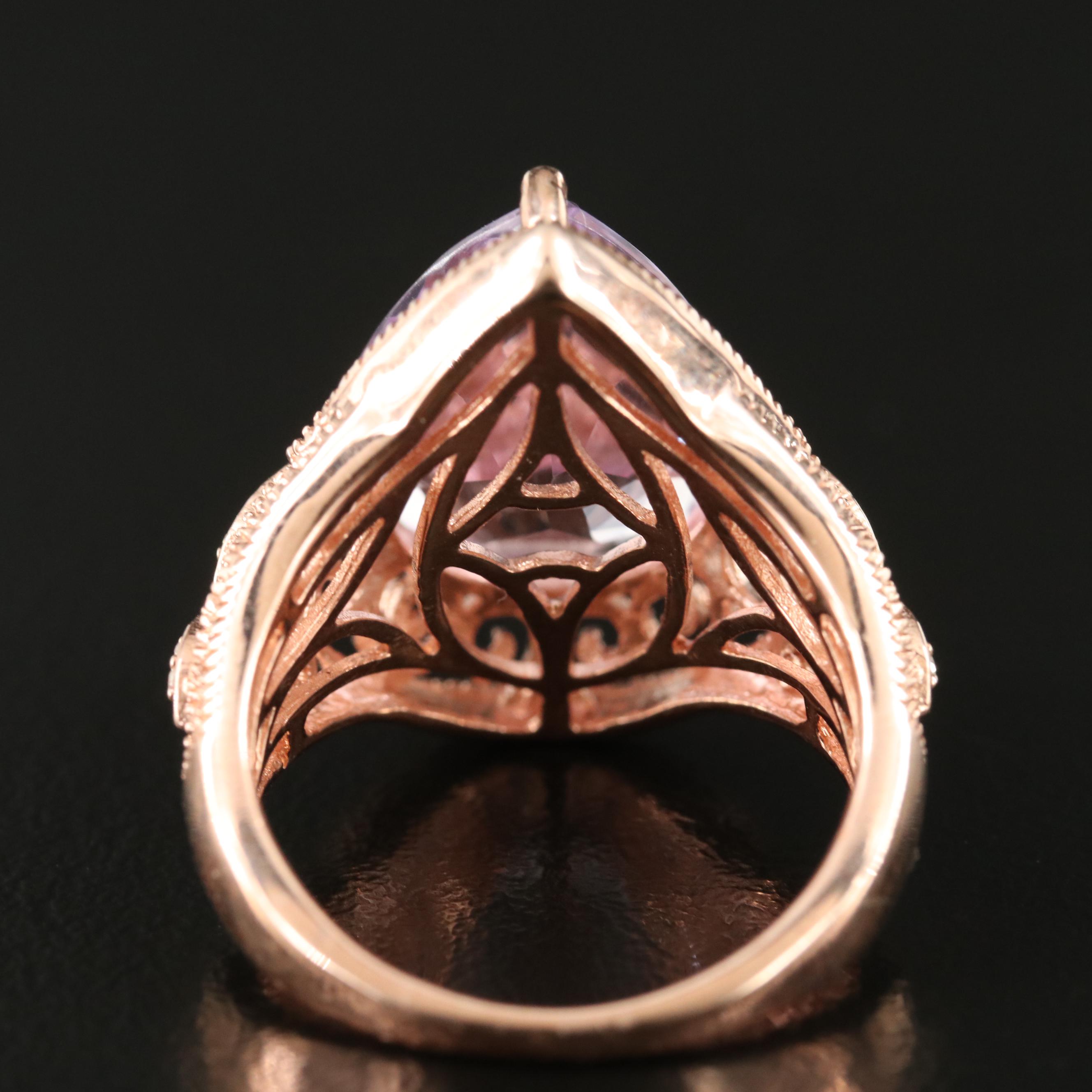 Sterling Amethyst and Diamond Ring