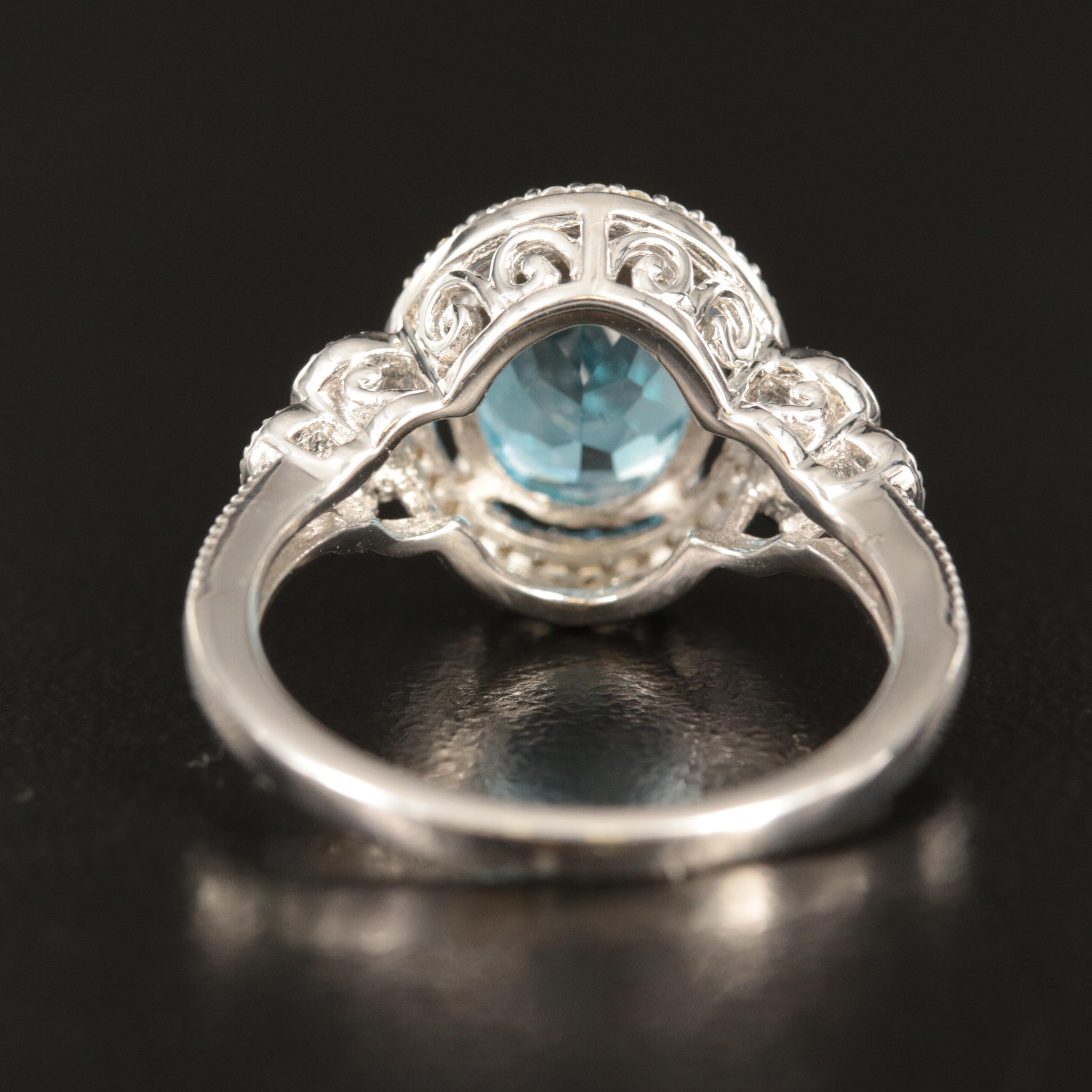 Sterling Swiss Blue Topaz and White Sapphire Ring