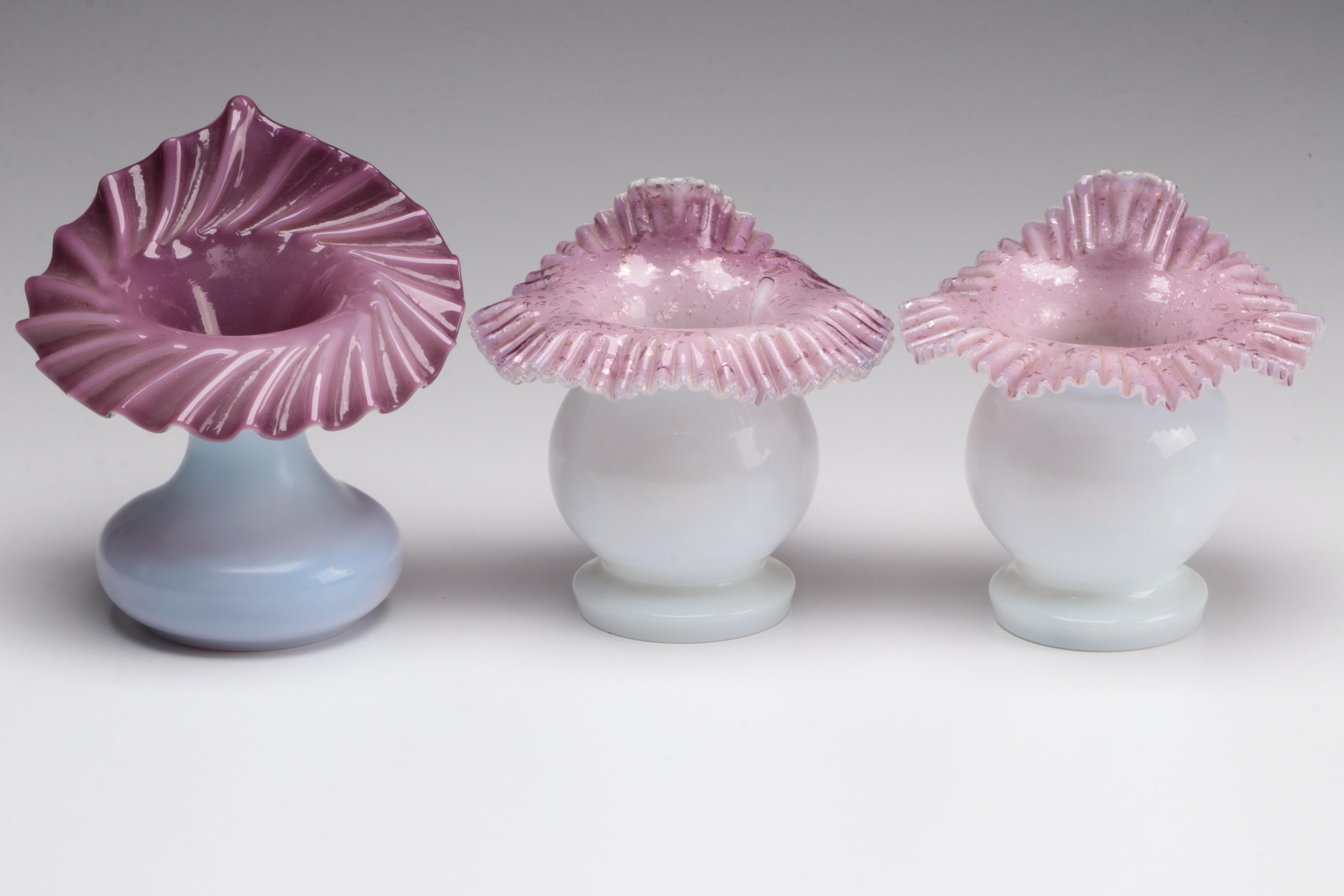 Hand-Blown Glass Jack-In-The Pulpit and Ruffled Edge Vases