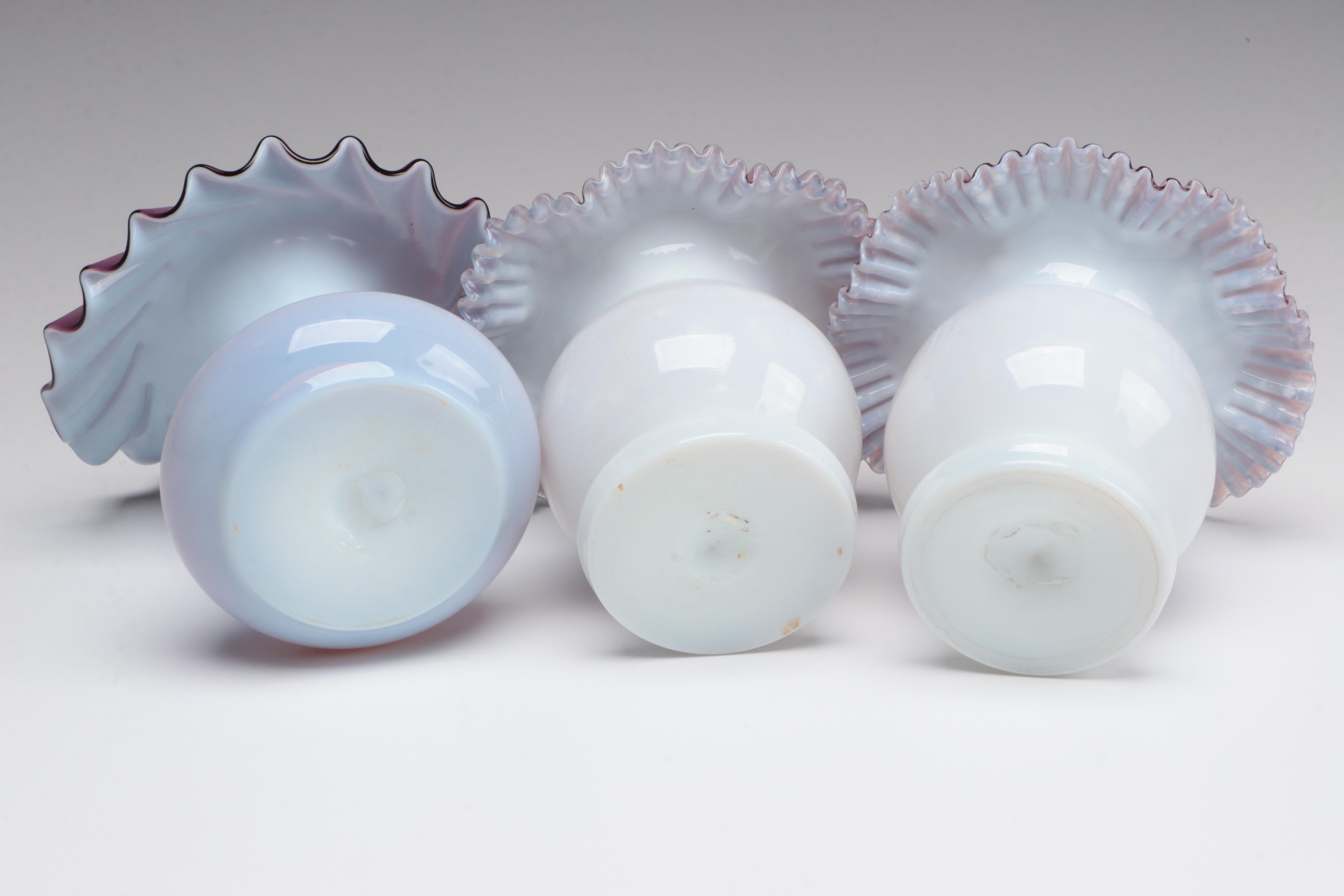 Hand-Blown Glass Jack-In-The Pulpit and Ruffled Edge Vases