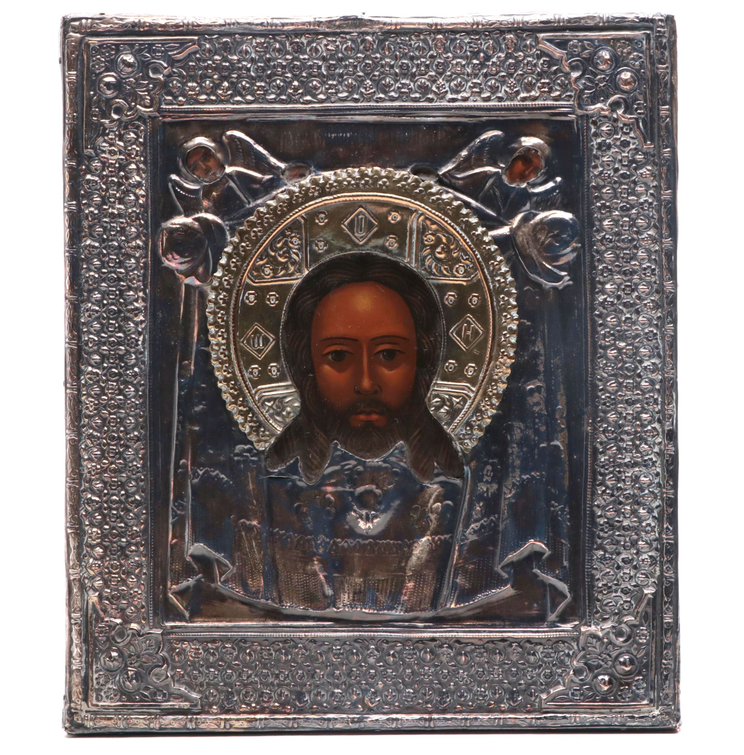 Eastern Orthodox Icon of the Holy Face with Metal Riza