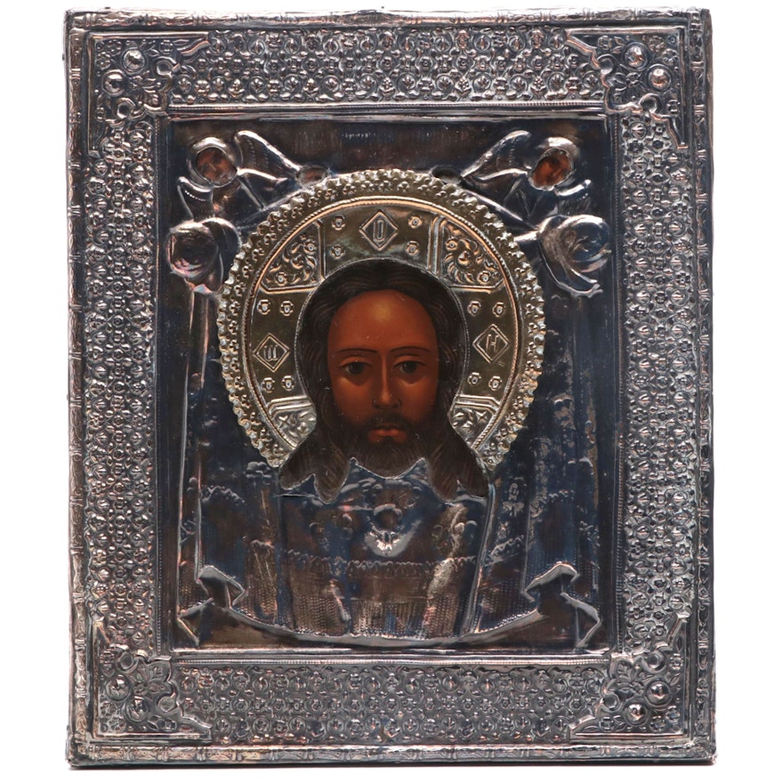 Eastern Orthodox Icon of the Holy Face with Metal Riza