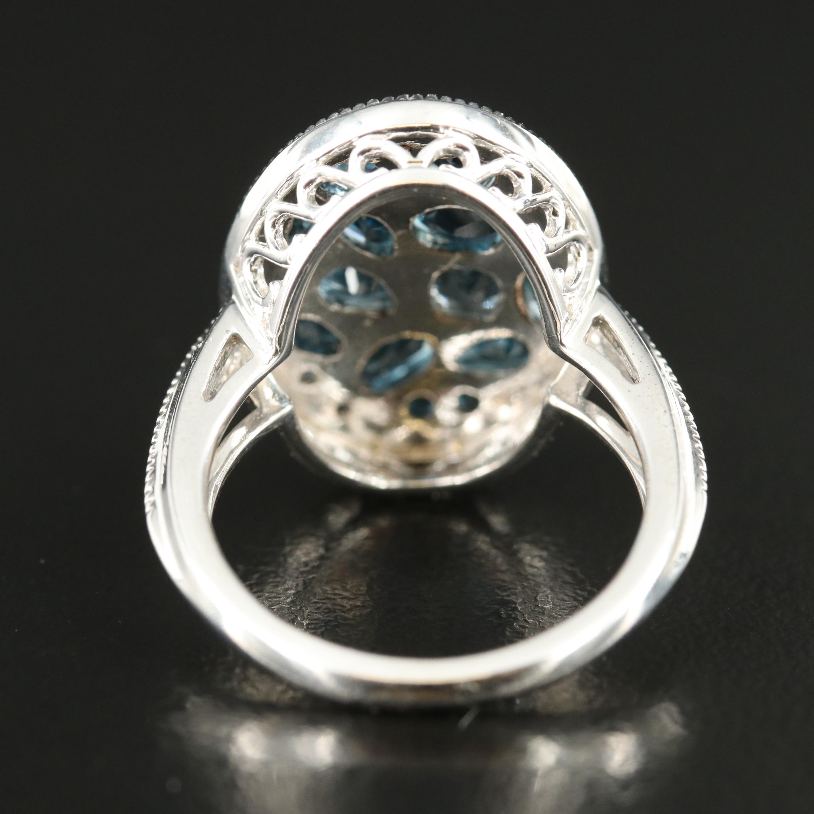 Sterling Topaz Oval Cluster Ring