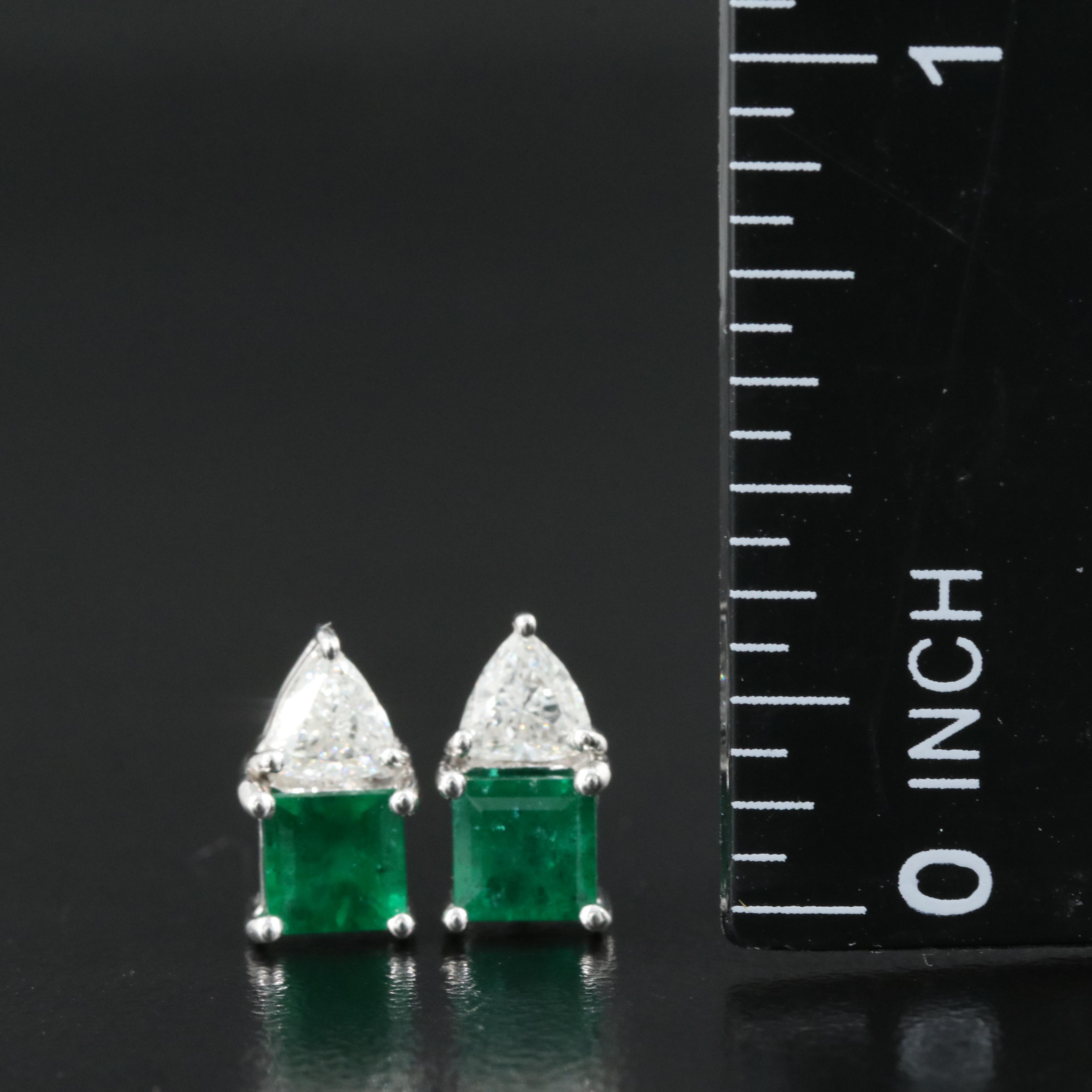 18K Emerald and Diamond Earrings
