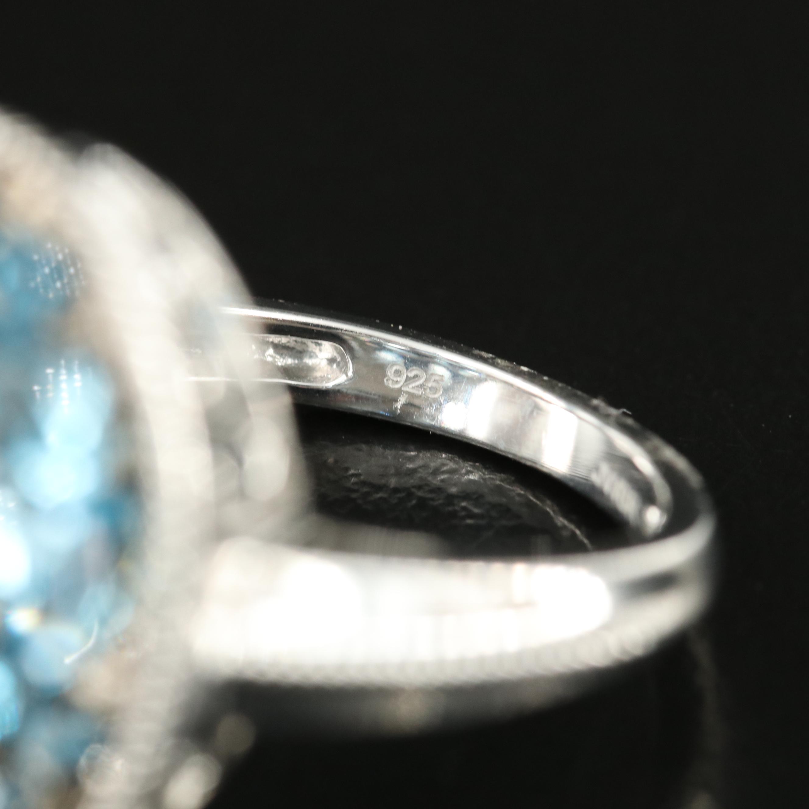 Sterling Topaz Oval Cluster Ring