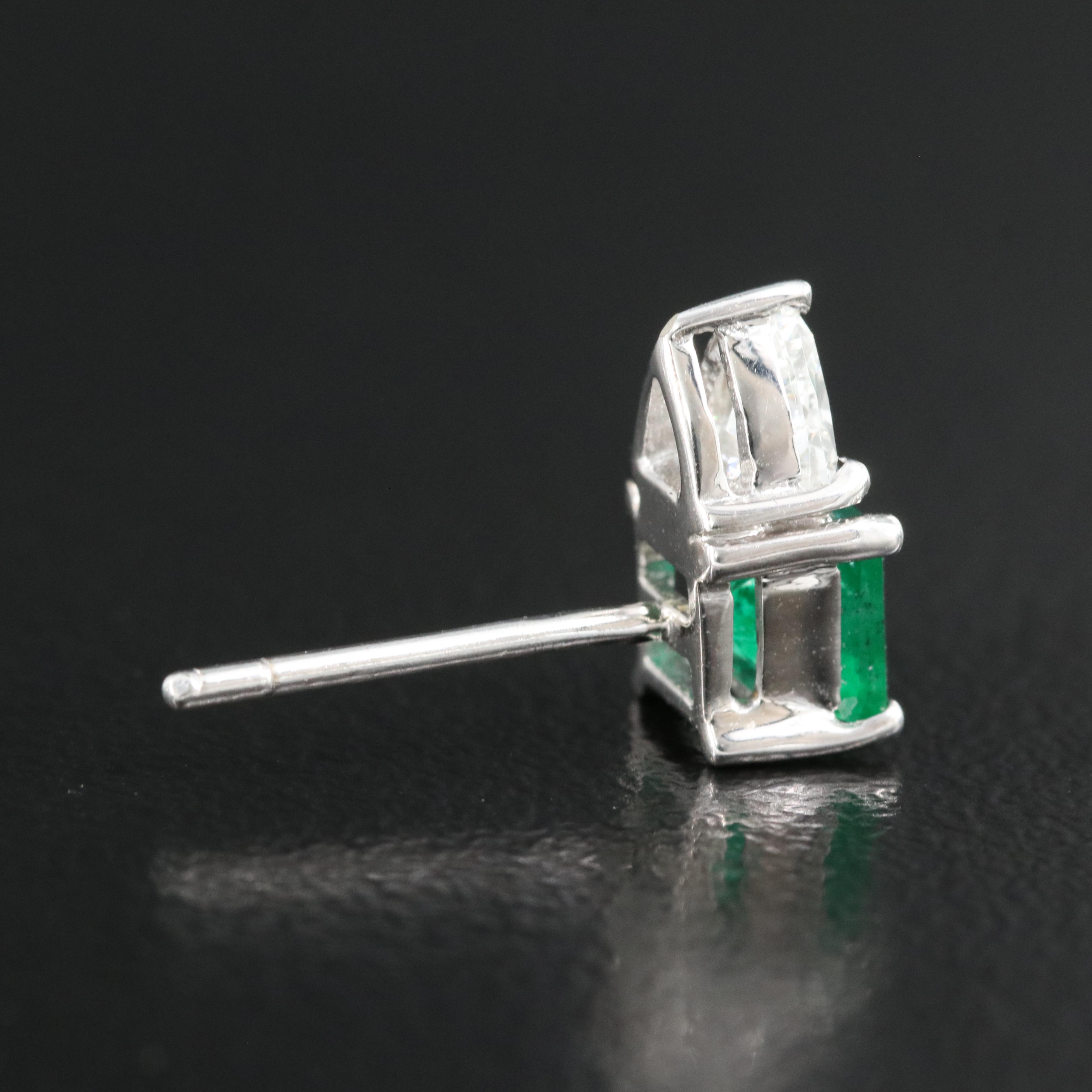 18K Emerald and Diamond Earrings