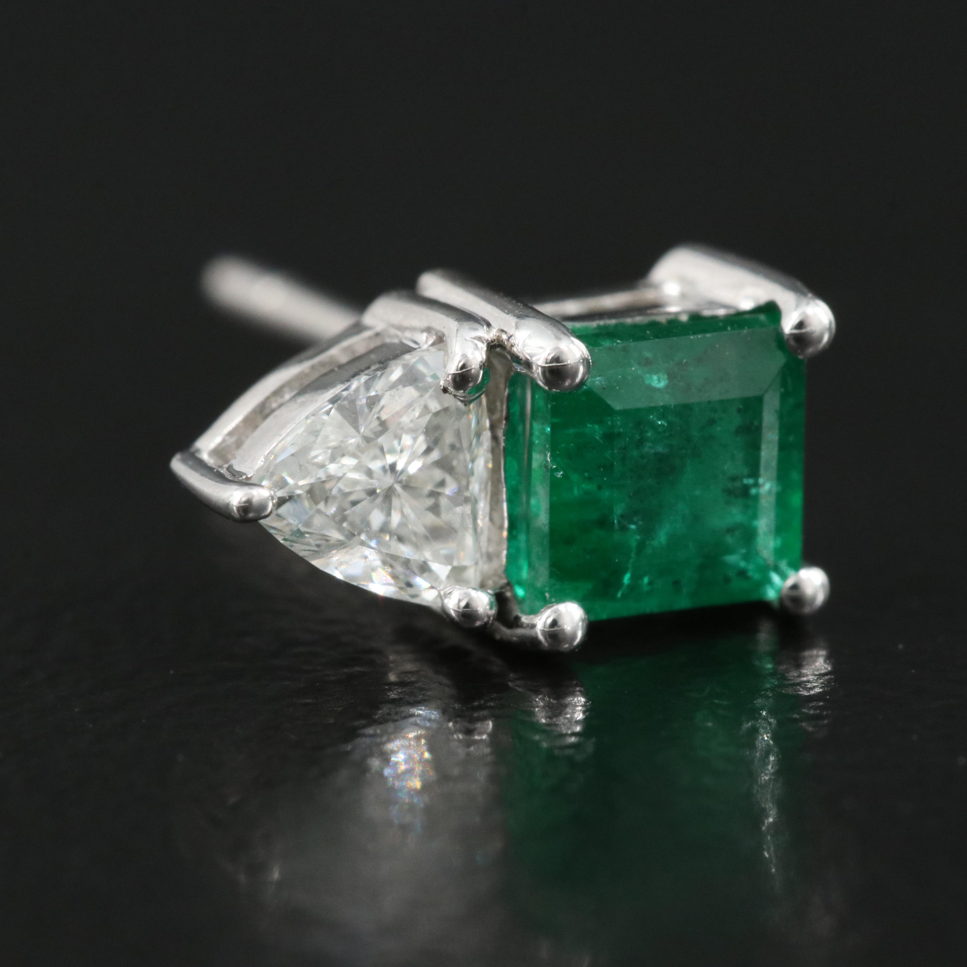 18K Emerald and Diamond Earrings