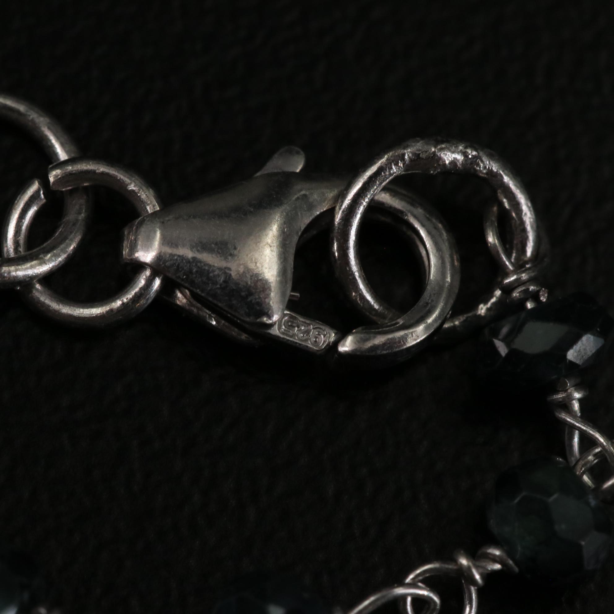 Sterling Cultured Pearl and Sapphire Beaded Necklace