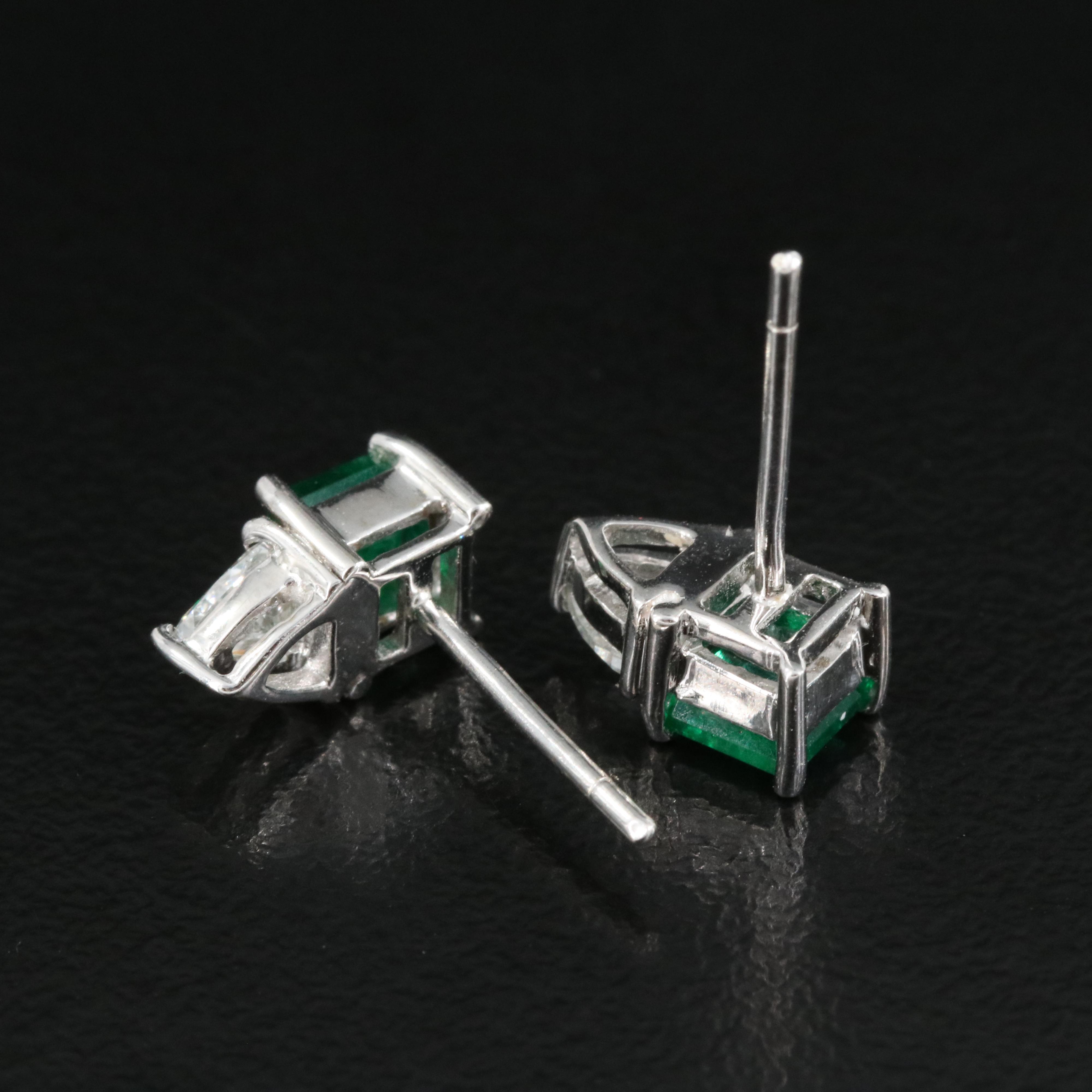 18K Emerald and Diamond Earrings