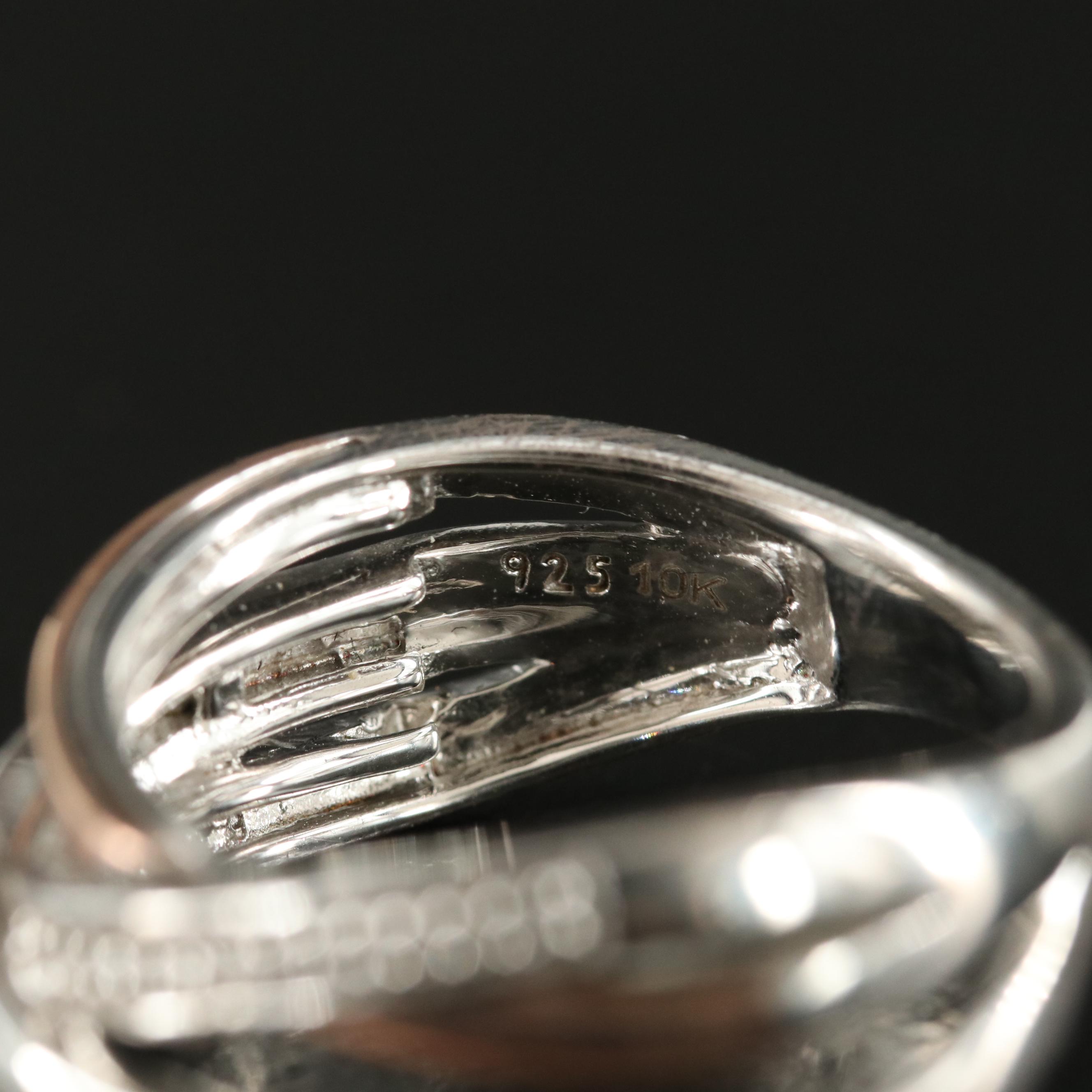 Sterling White Sapphire Crossover Ring with 10K Rose Gold Accents