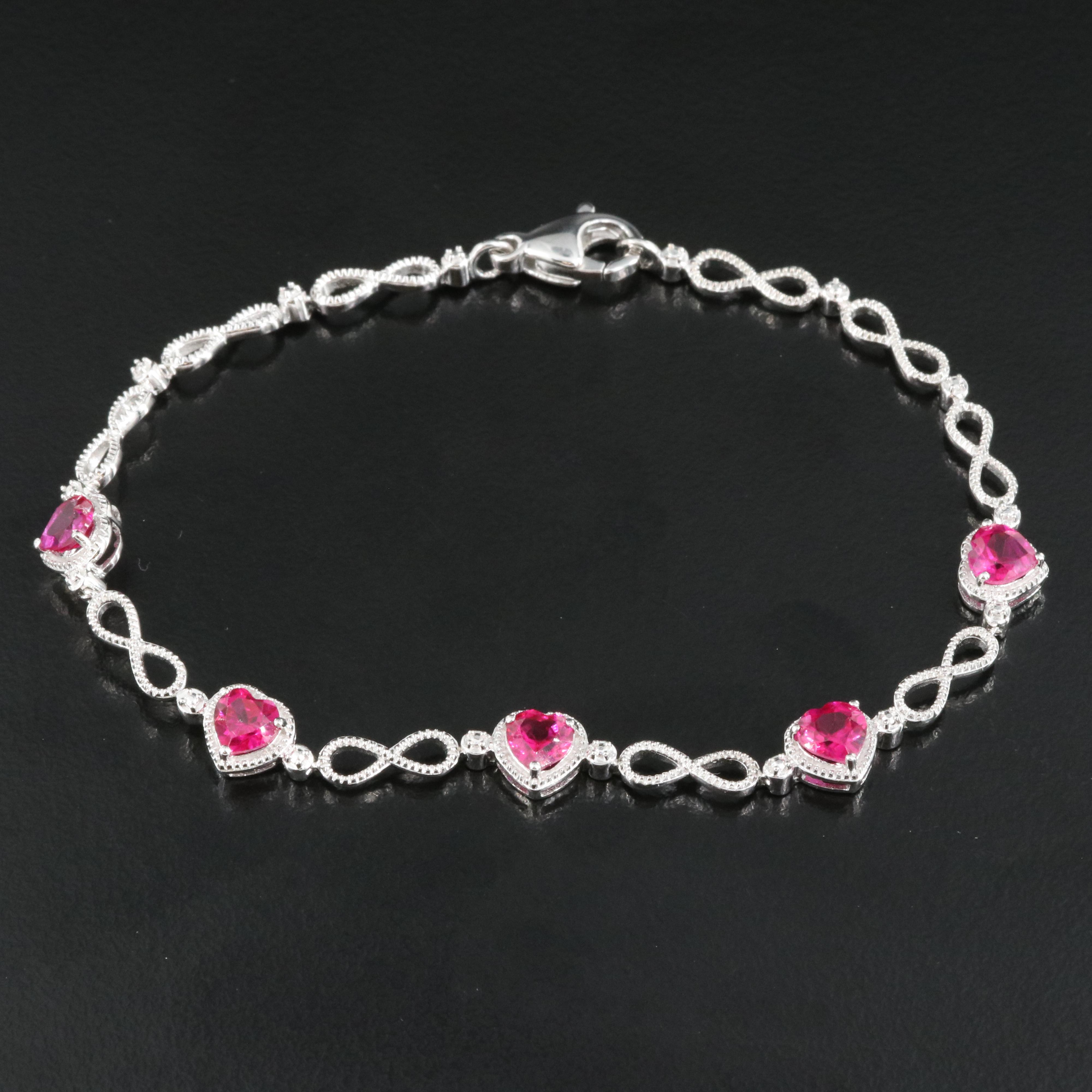 Sterling Ruby Infinity Heart Bracelet