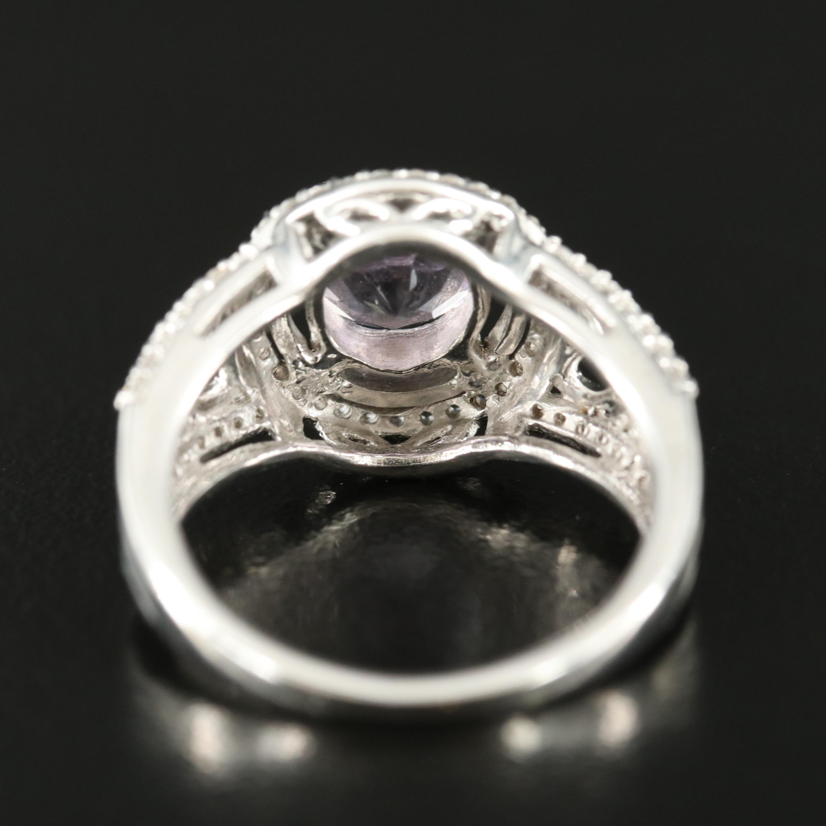 Sterling Amethyst and White Sapphire Ring with 10K Rose Gold Accent