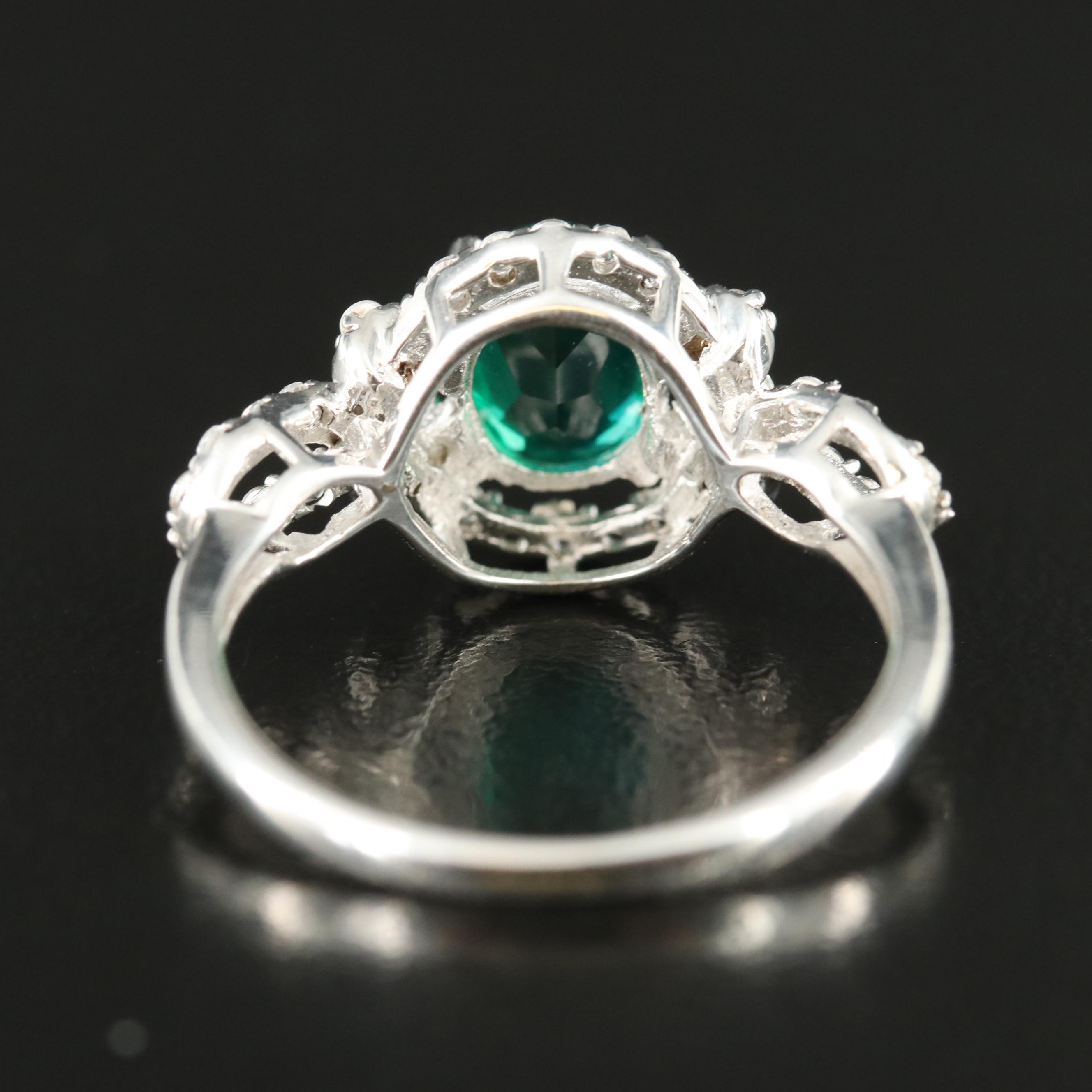 Sterling Emerald and White Sapphire Ring