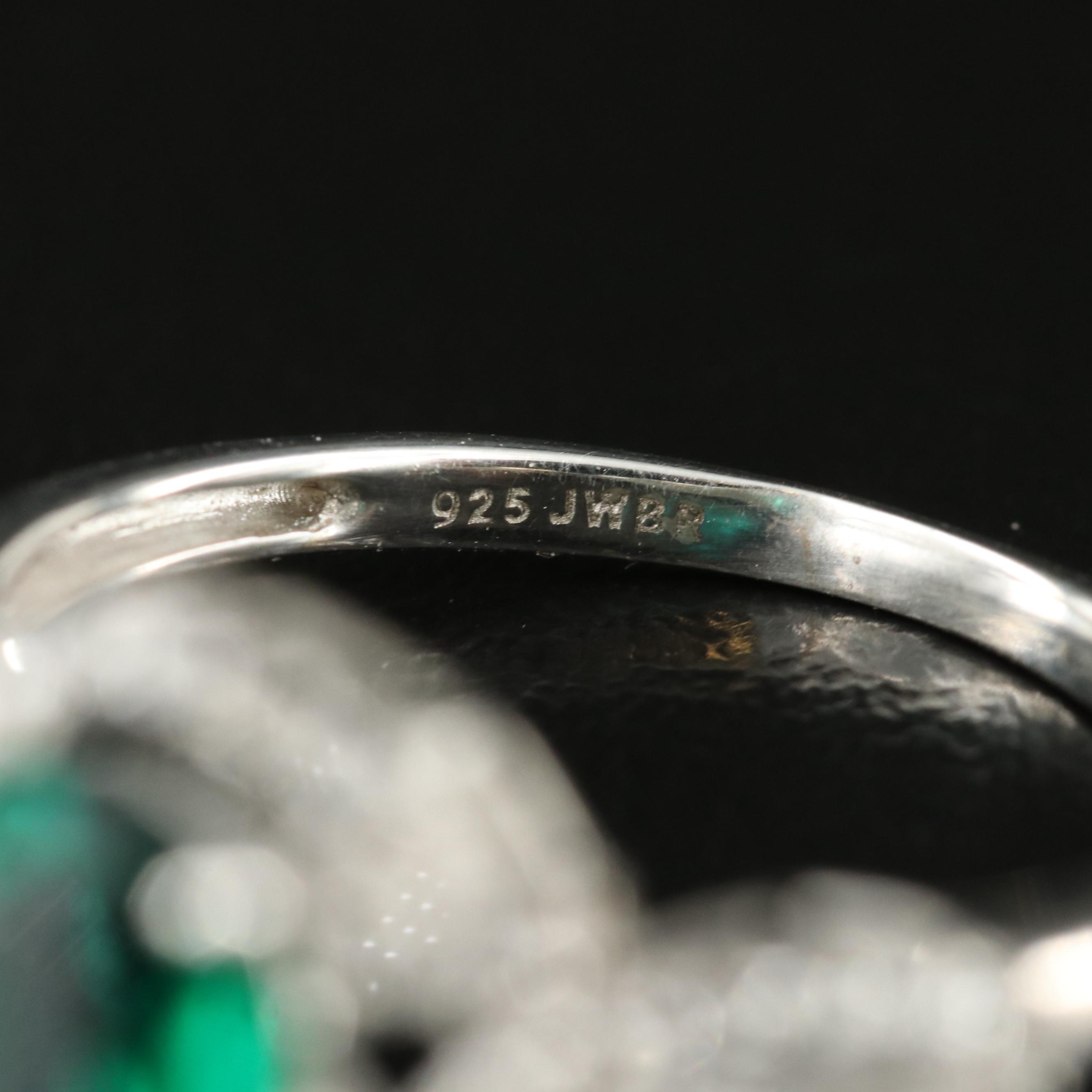 Sterling Emerald and White Sapphire Ring