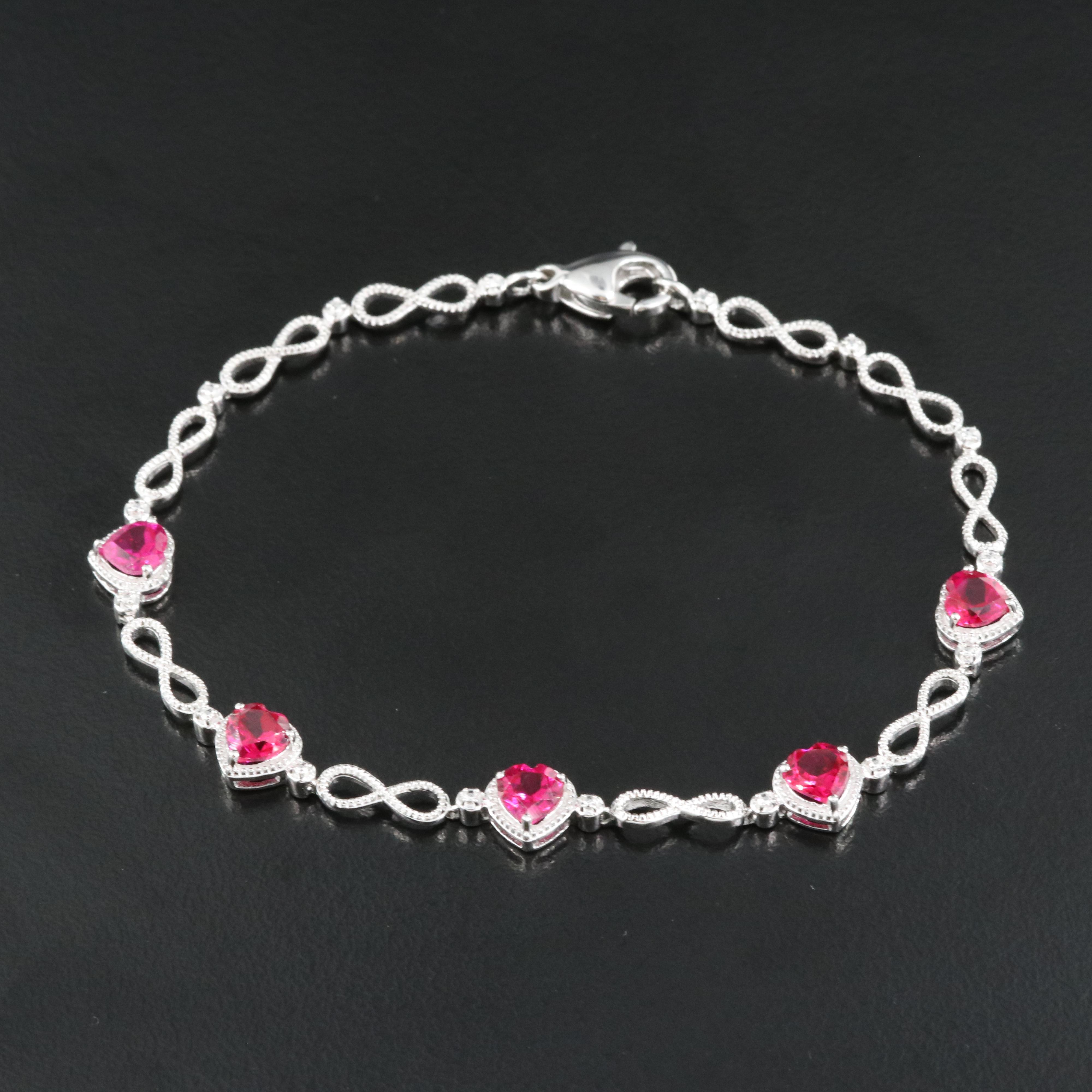 Sterling Ruby Infinity Heart Bracelet