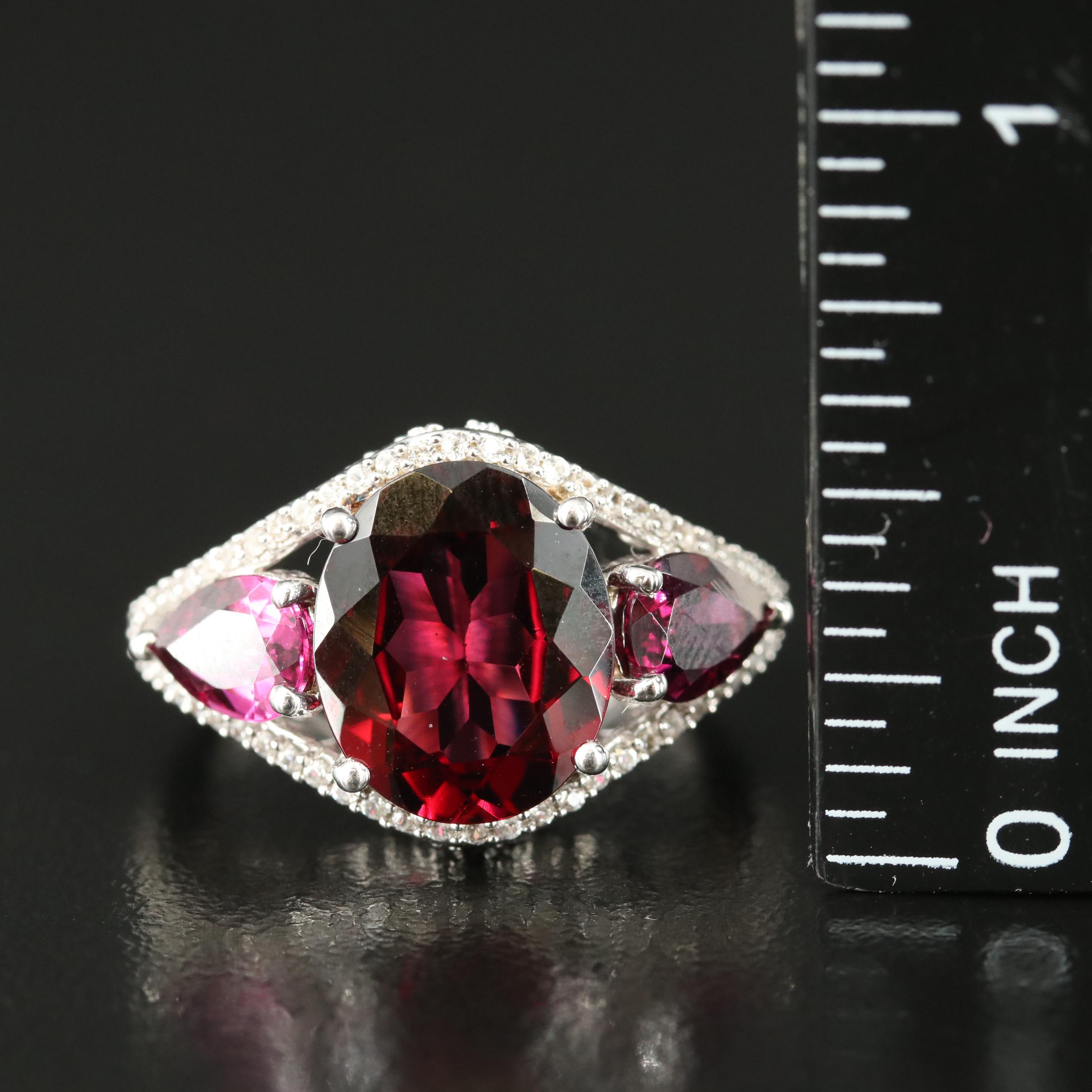 Sterling Garnet and Zircon Ring