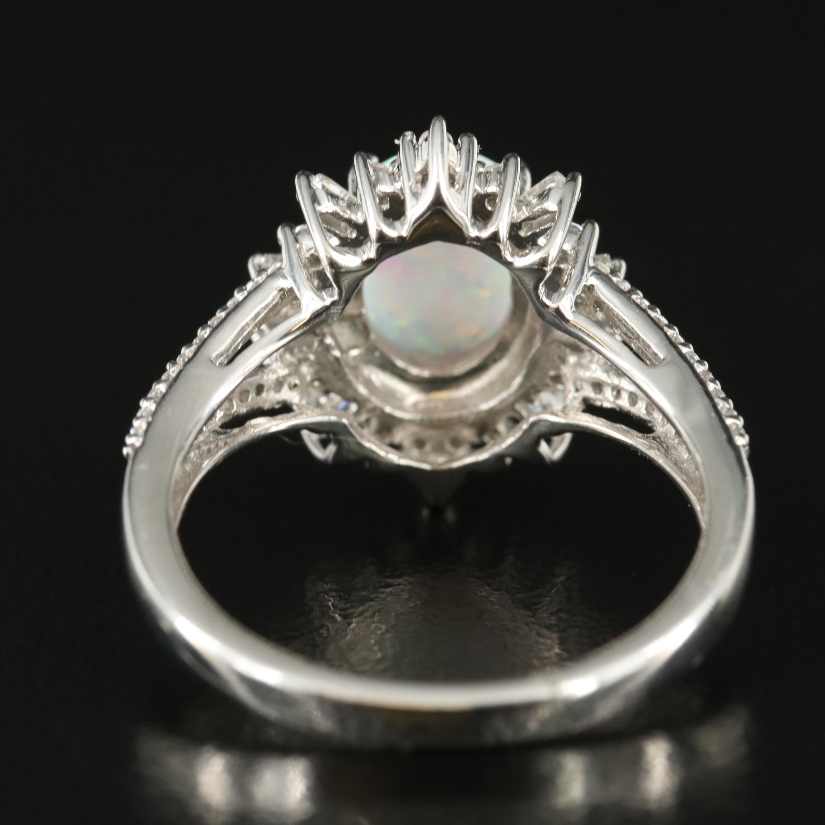 Sterling Opal and Cubic Zirconia Ring