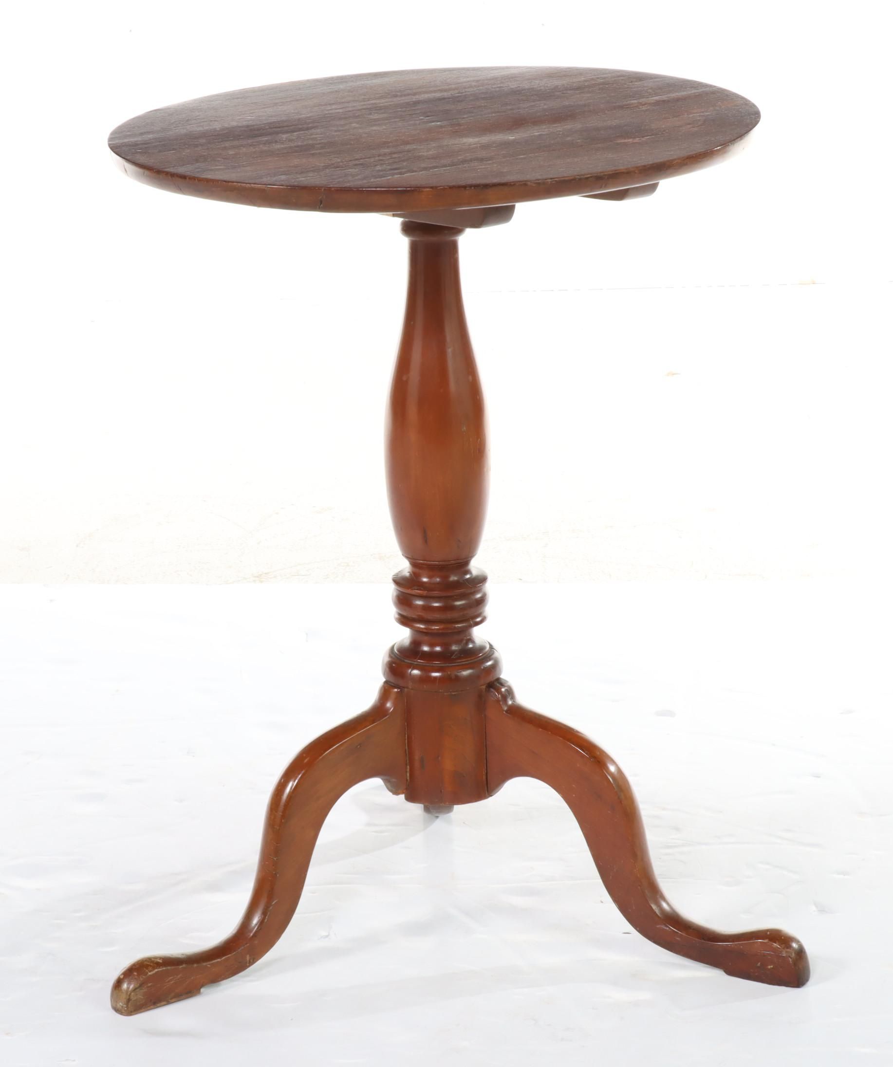 Two American Cherrywood and Walnut Candlestands, 19th Century