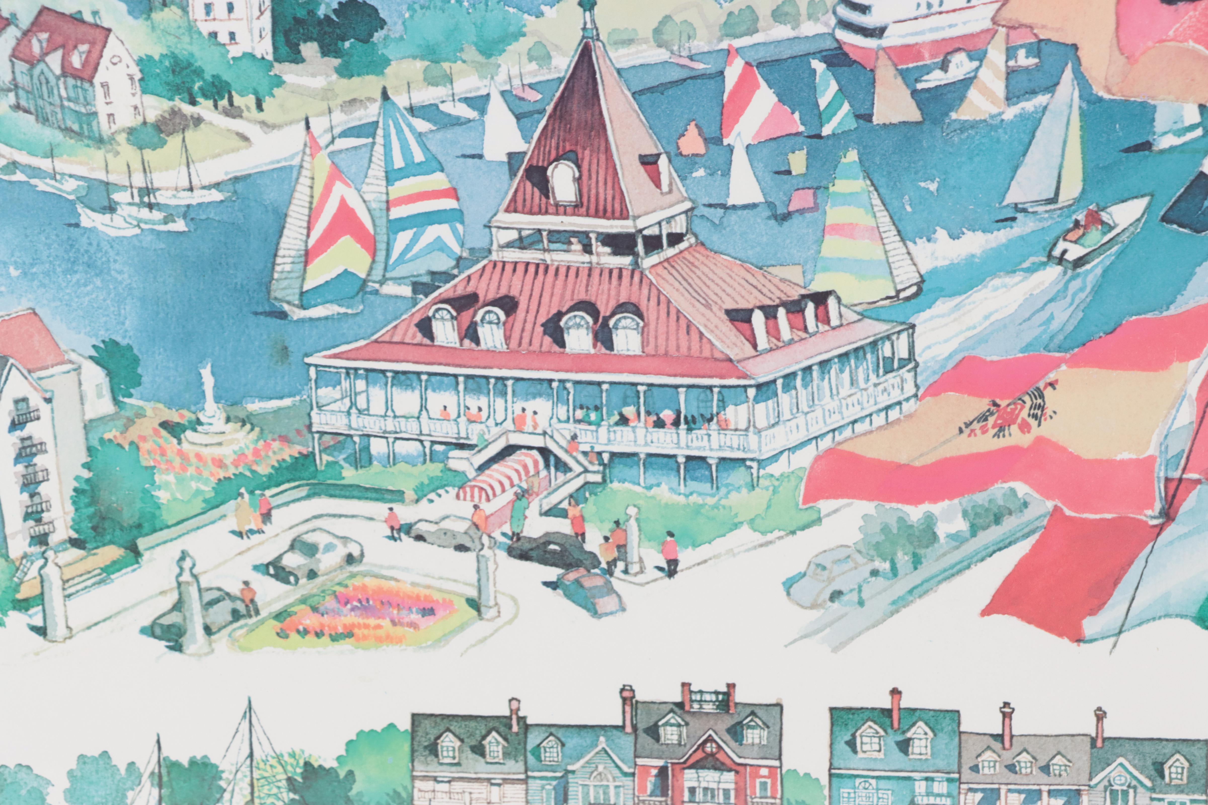 Offset Lithograph After Dong Kingman "Port Liberté," 21st Century