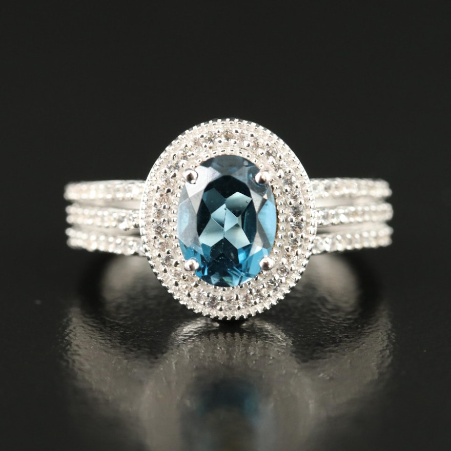 Sterling London Blue Topaz and Topaz Ring