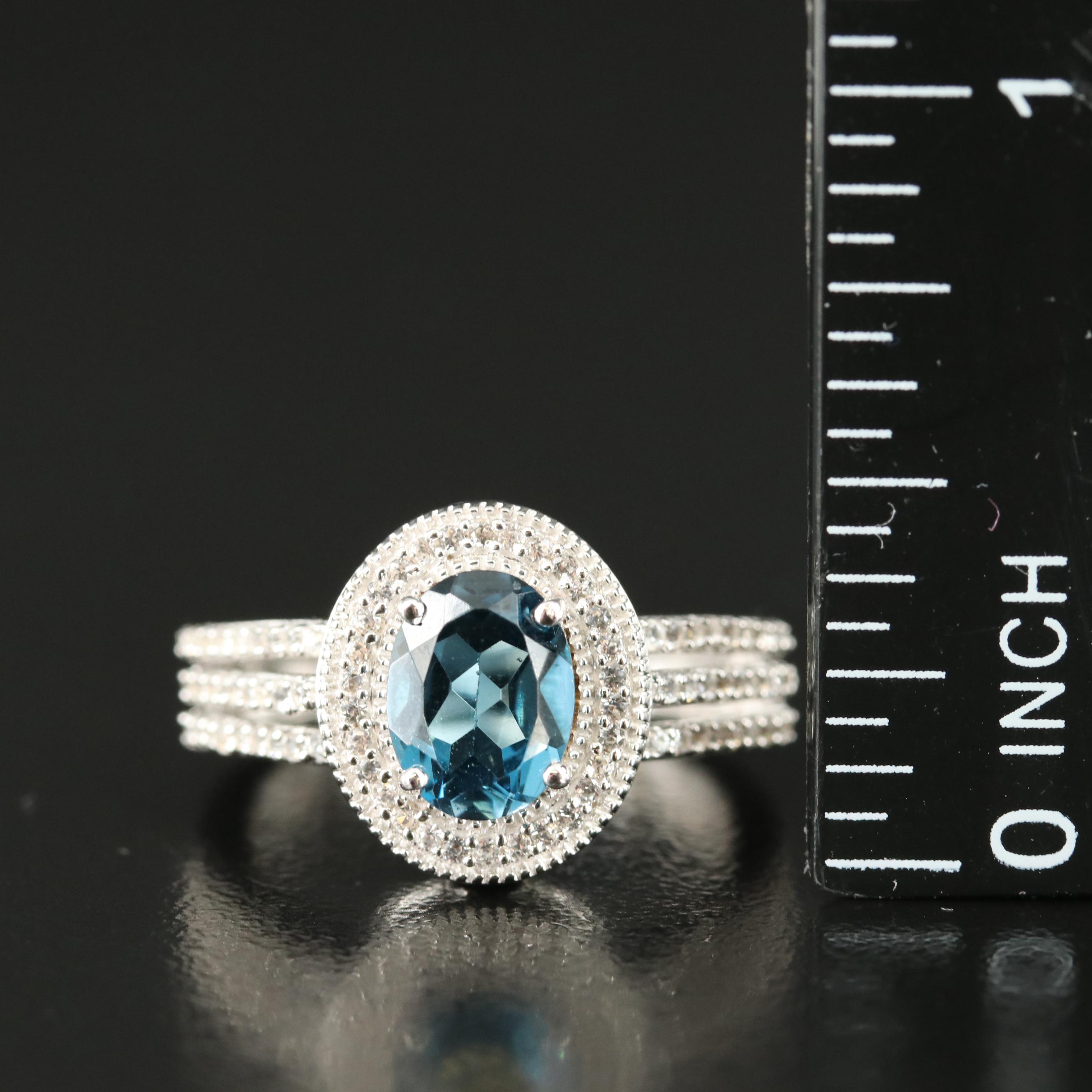 Sterling London Blue Topaz and Topaz Ring