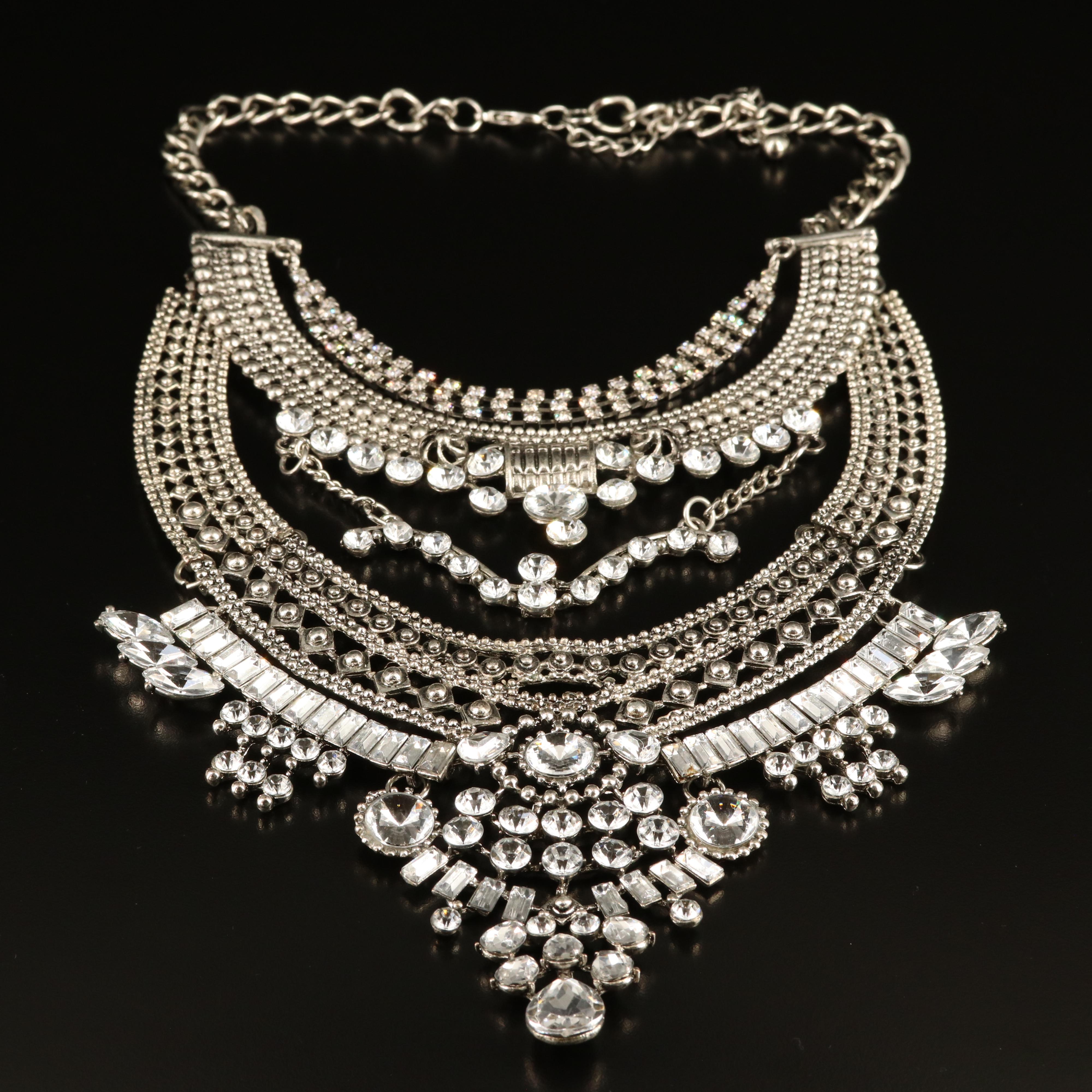 Rhinestone Bracelet and Statement Necklace