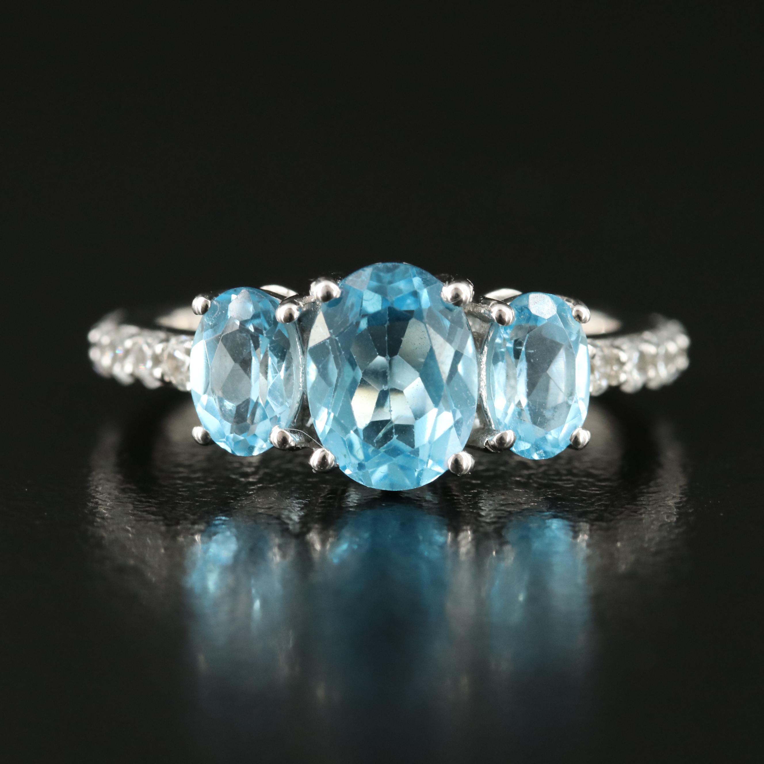 Sterling Topaz and Zircon Ring