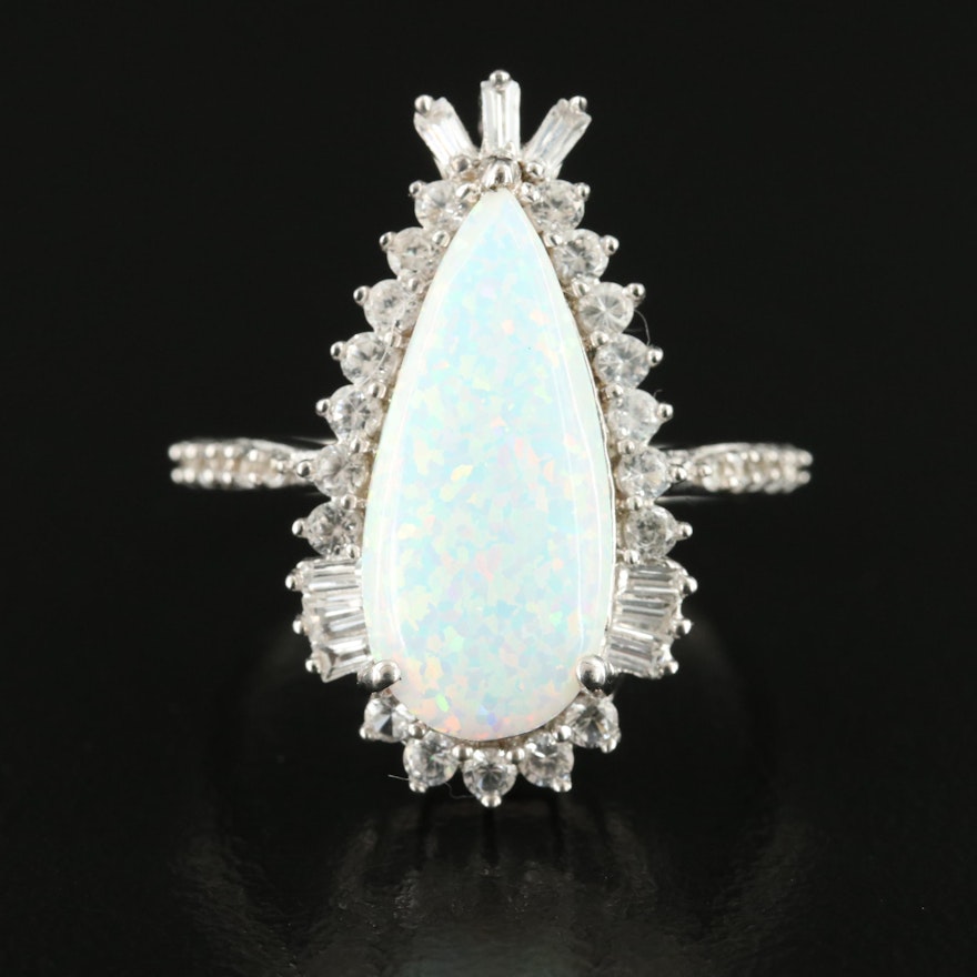 Sterling Opal and Topaz Ring