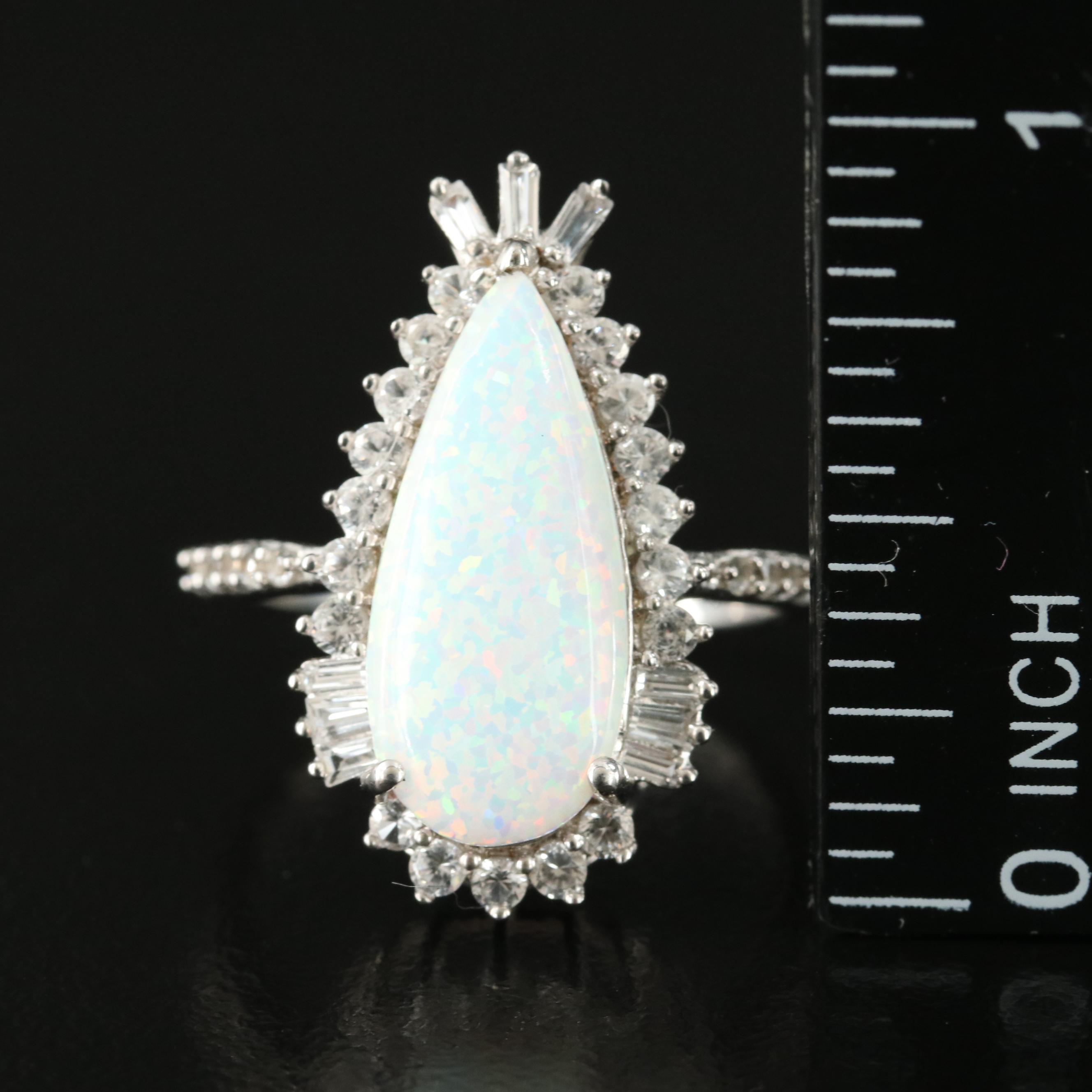 Sterling Opal and Topaz Ring