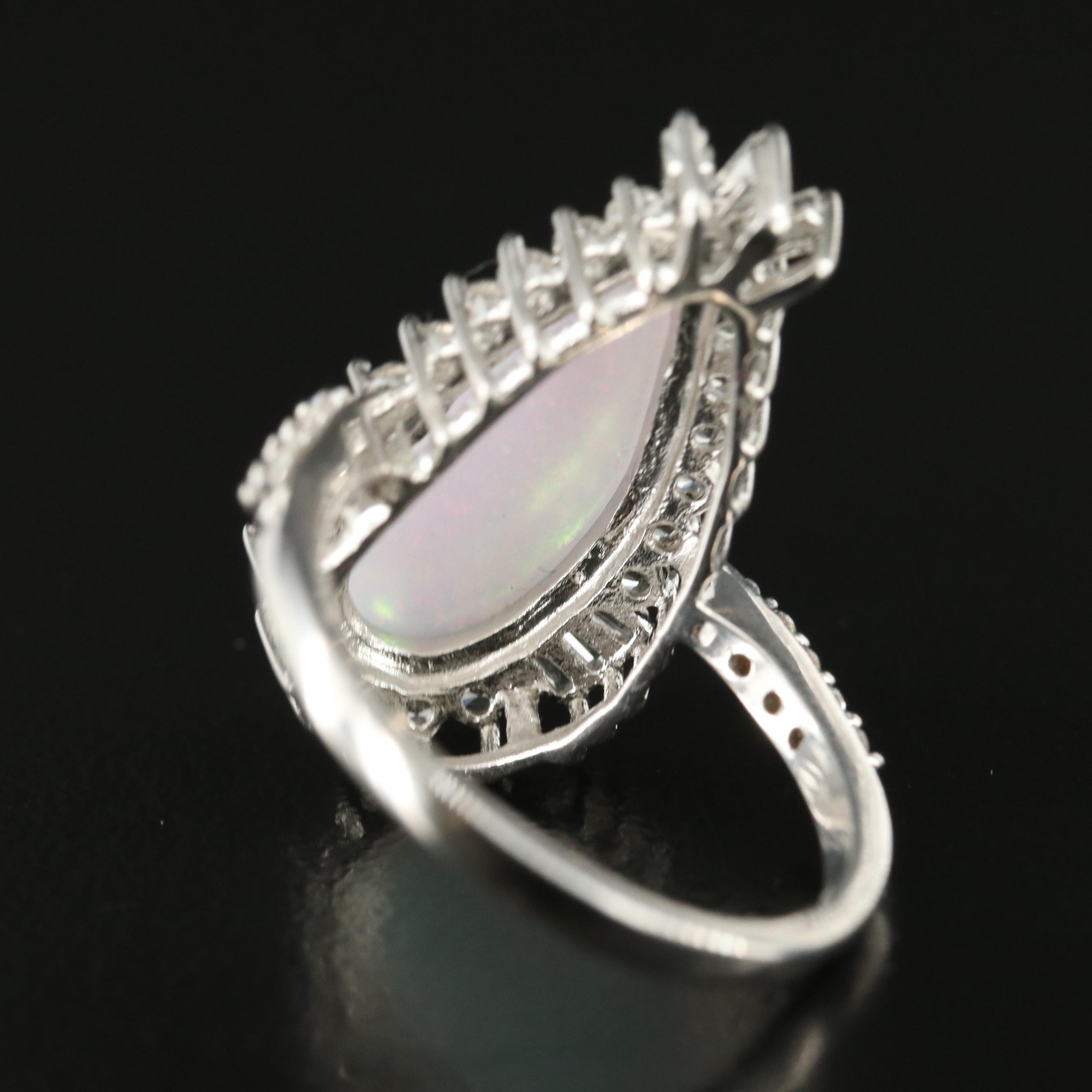 Sterling Opal and Topaz Ring