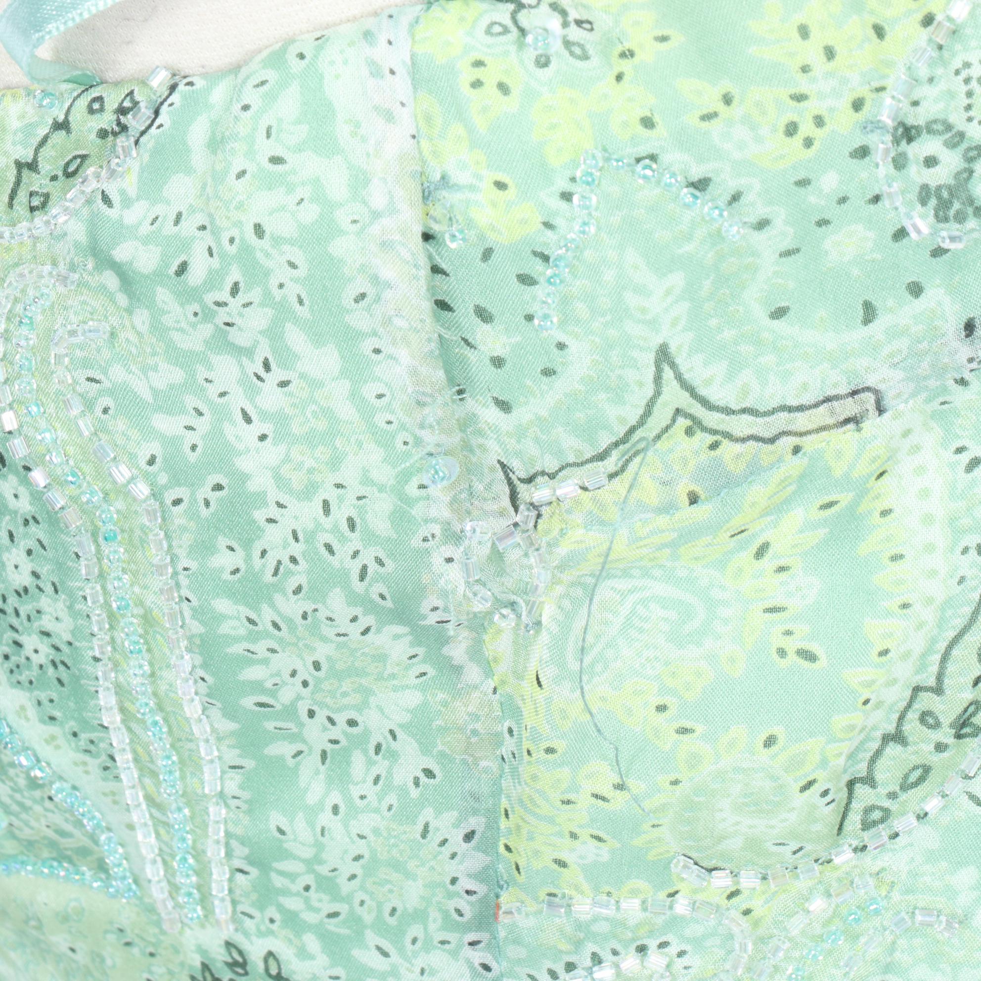 Rickie Freeman Strapless Gown and Matching Shoulder Wrap in Beaded Paisley Silk