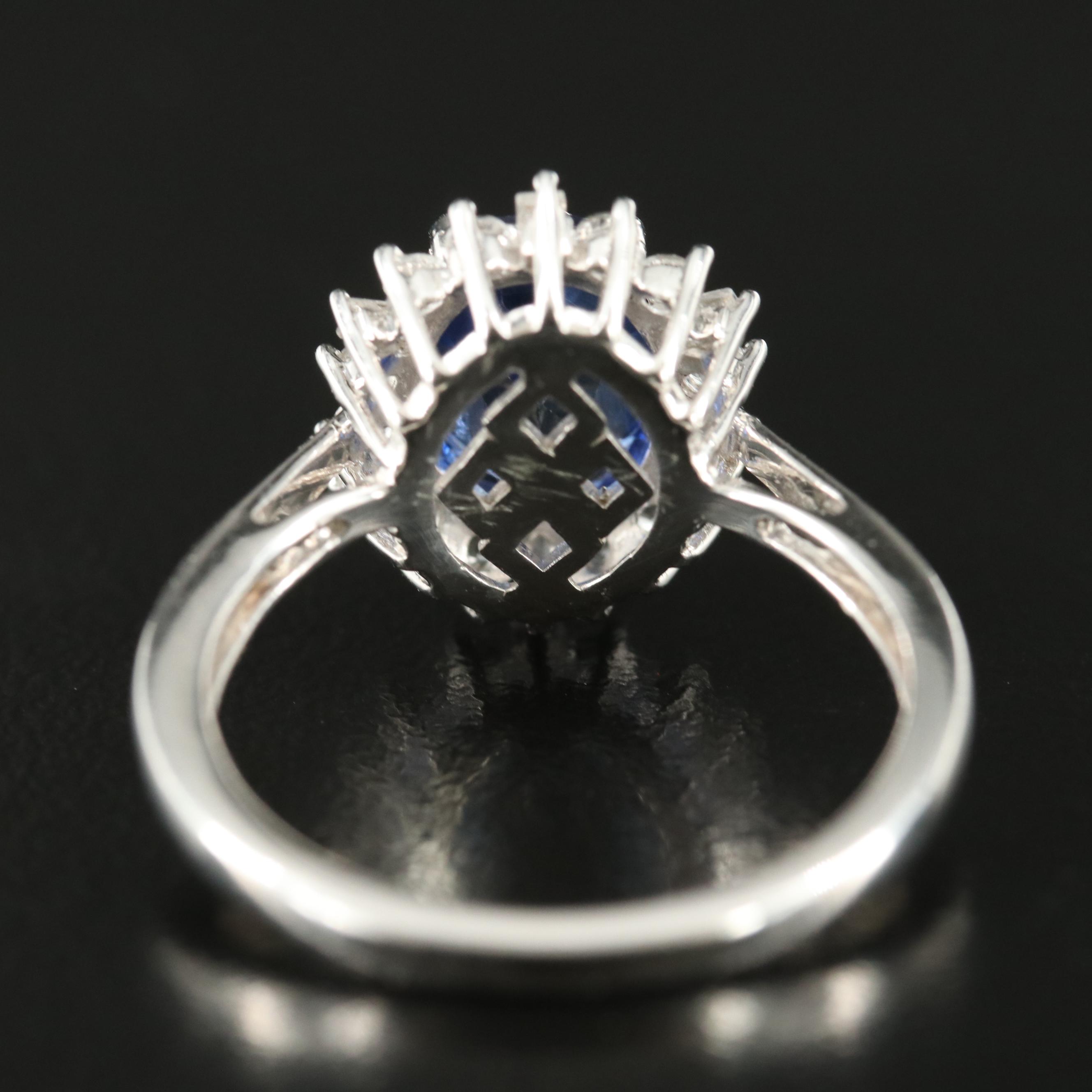 Sterling Sapphire Halo Ring