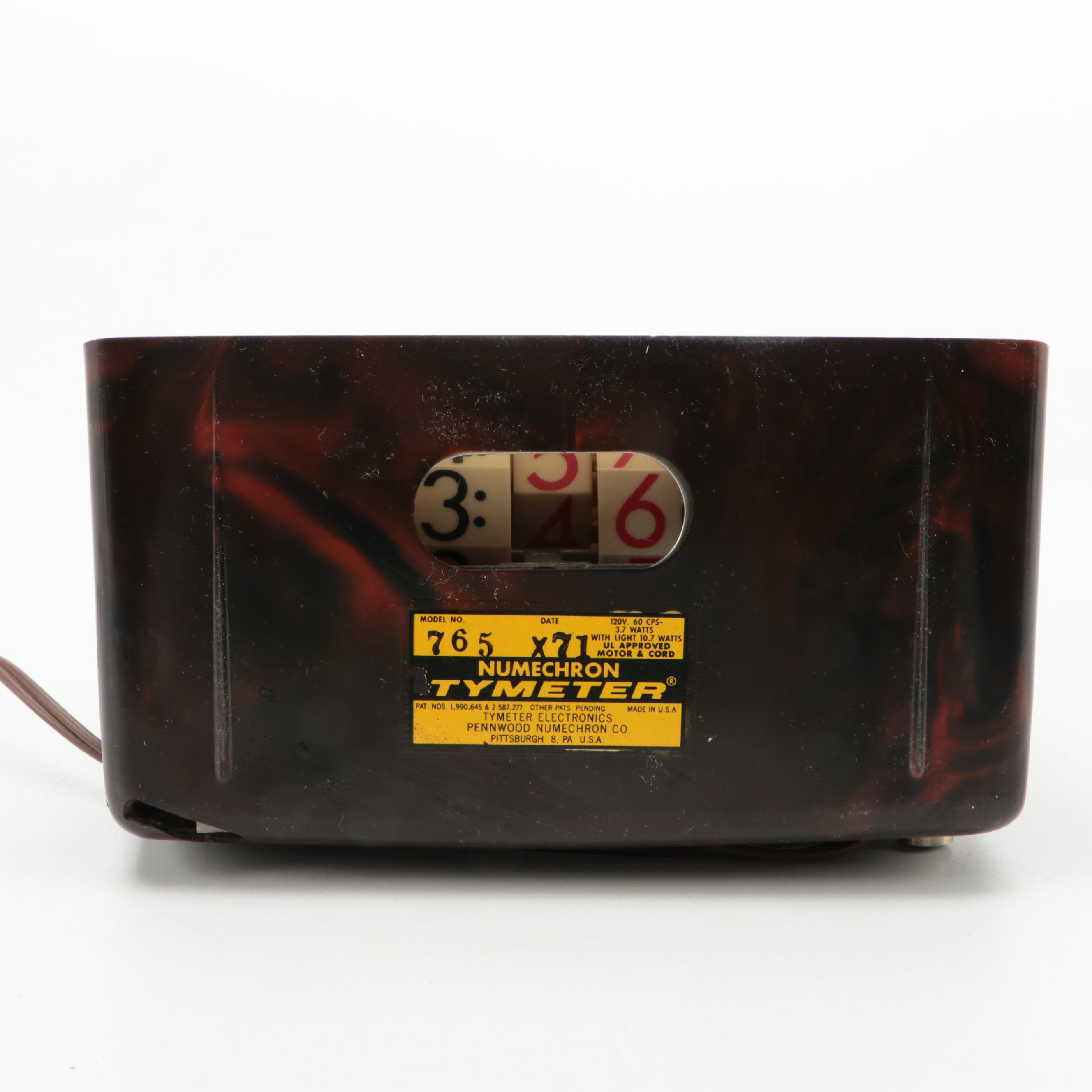 Numechron Tymeter Model 765 Bakelite Case Clock, 1971