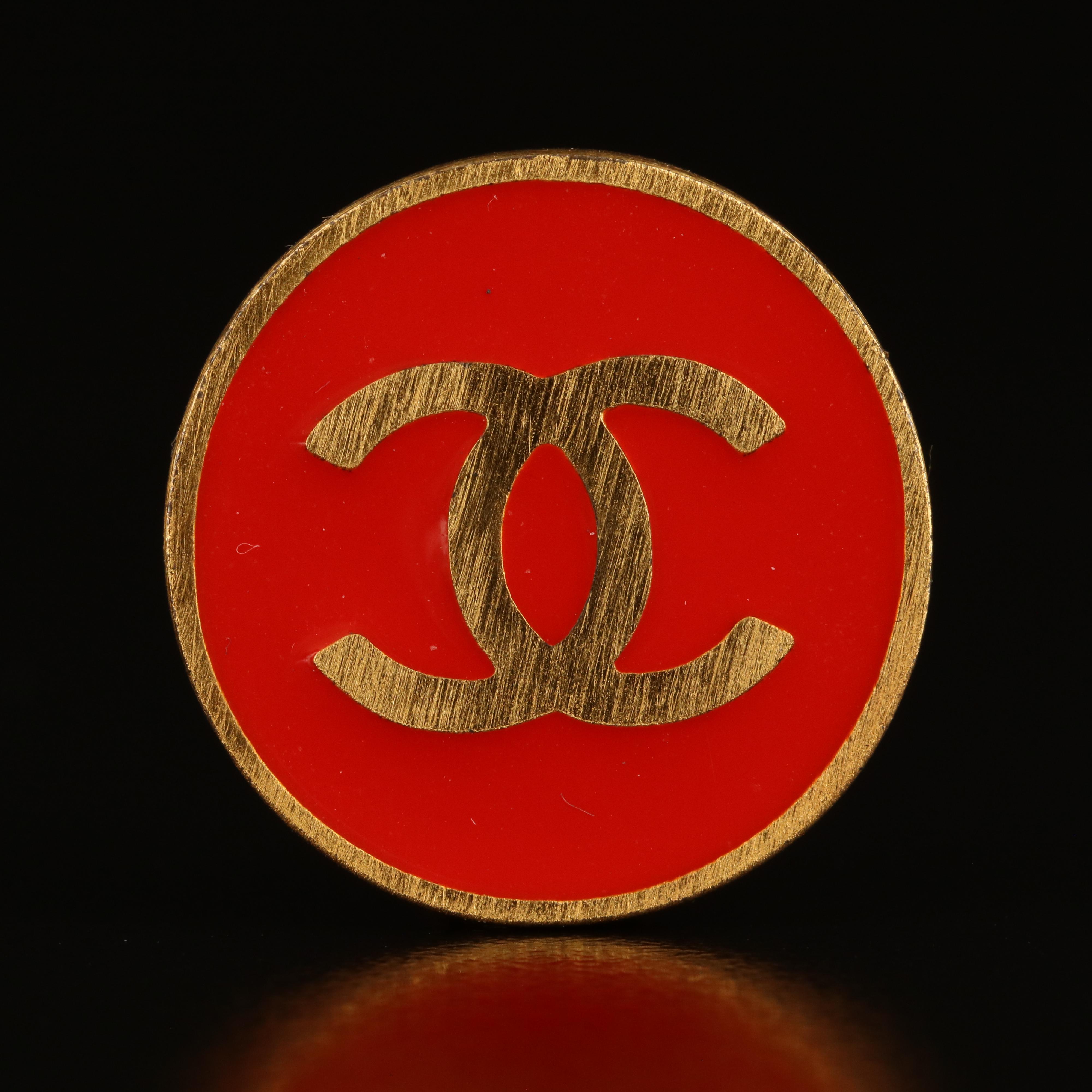 Vintage Chanel Enamel Logo Earrings