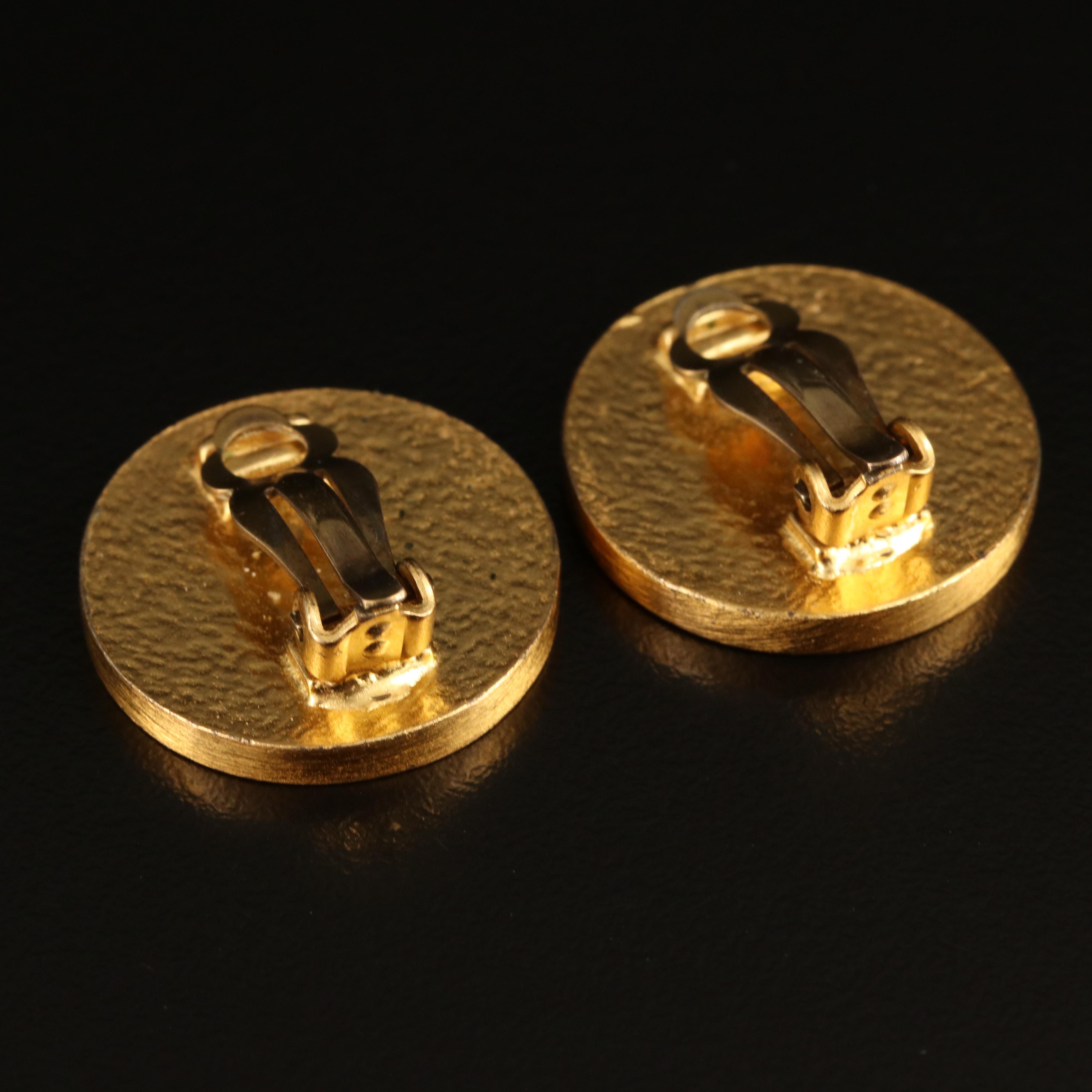 Vintage Chanel Enamel Logo Earrings