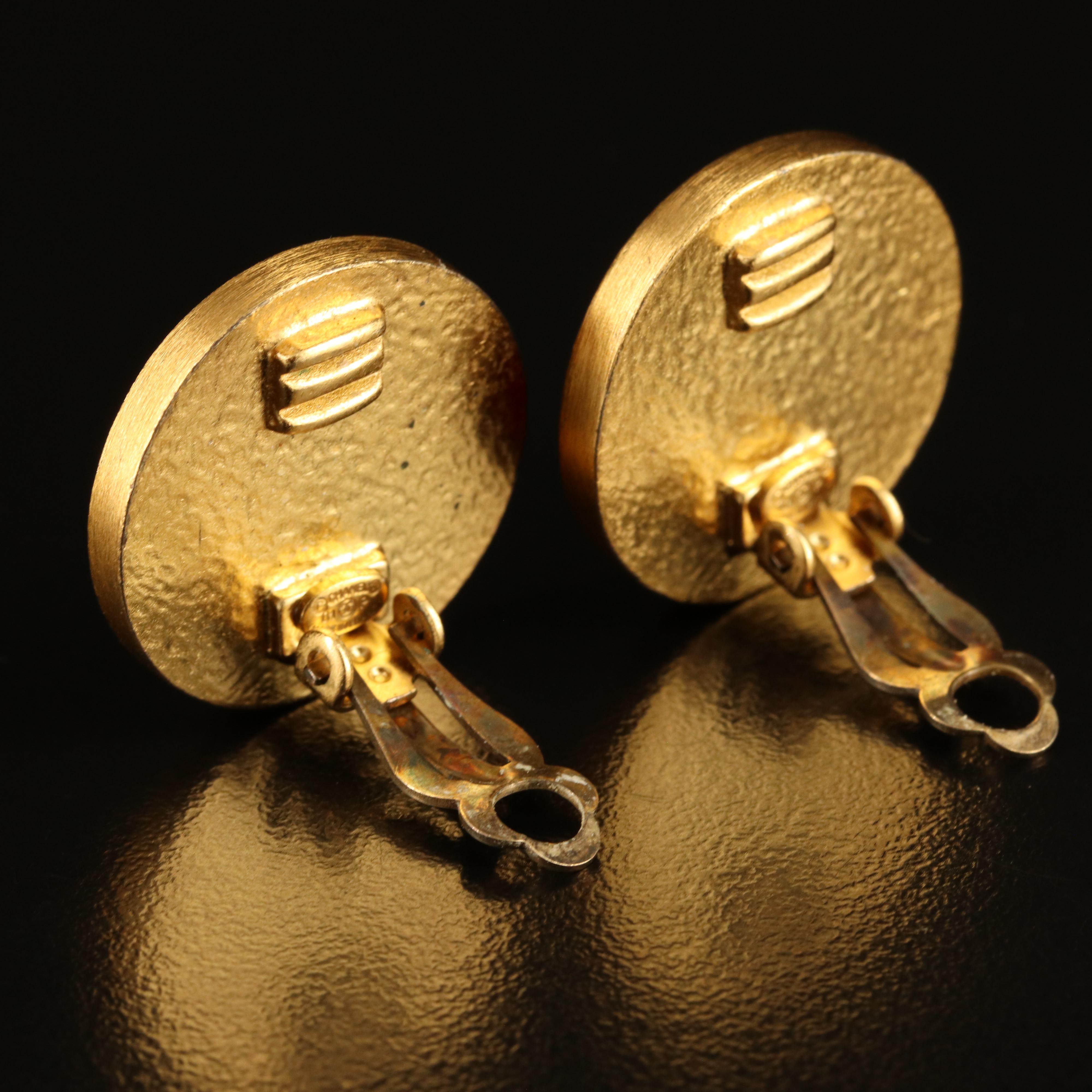 Vintage Chanel Enamel Logo Earrings