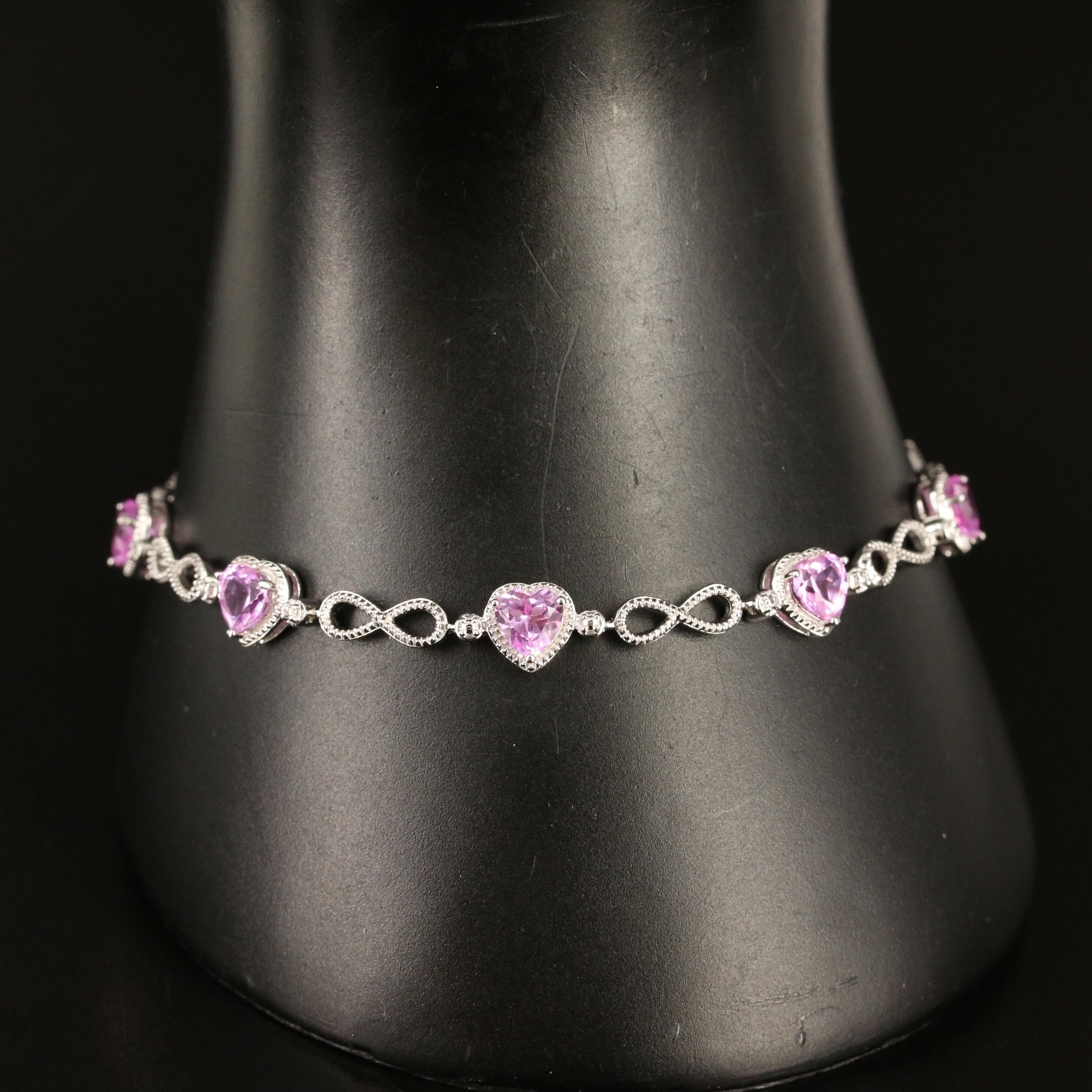 Sterling Sapphire Infinity Heart Bracelet