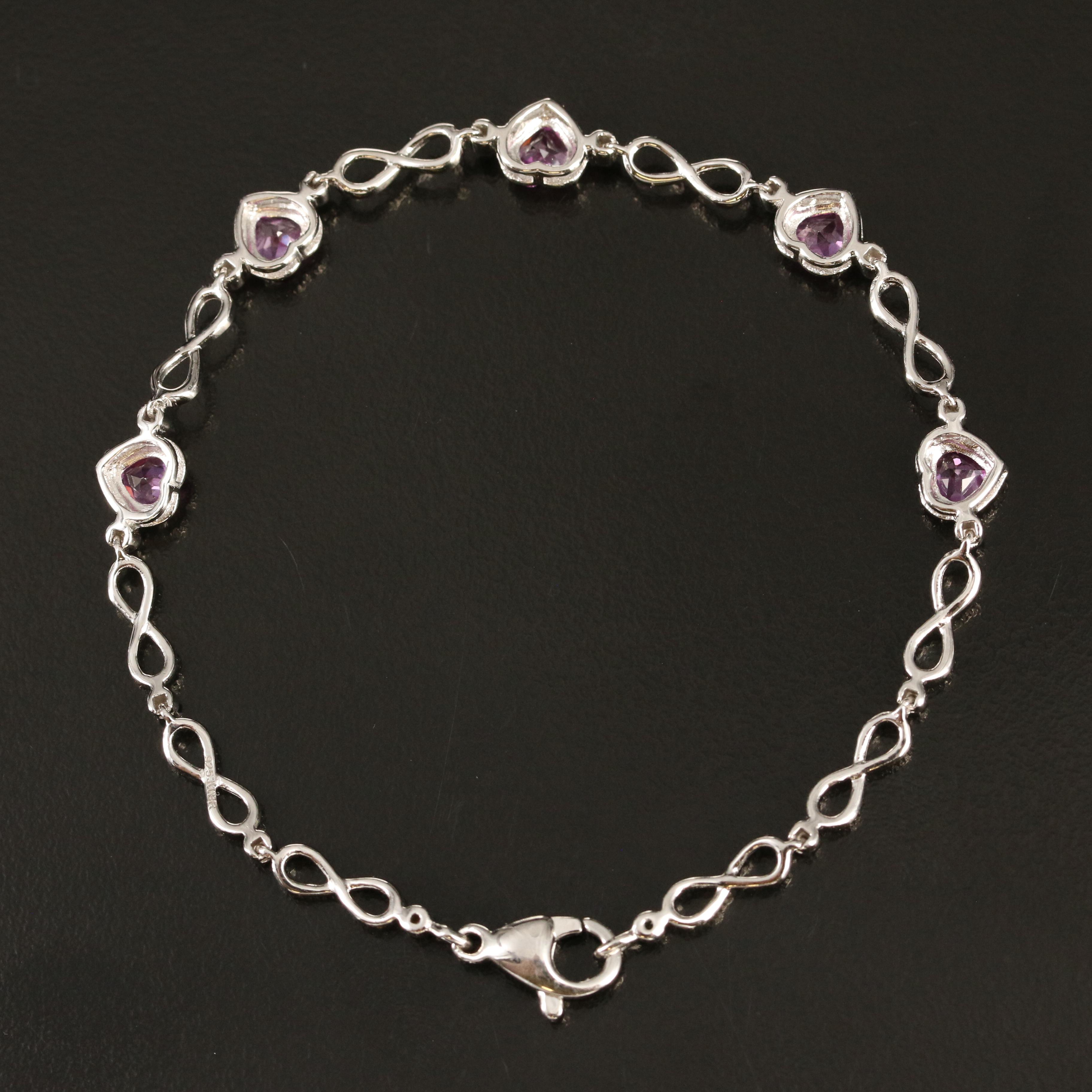 Sterling Sapphire Infinity Heart Bracelet