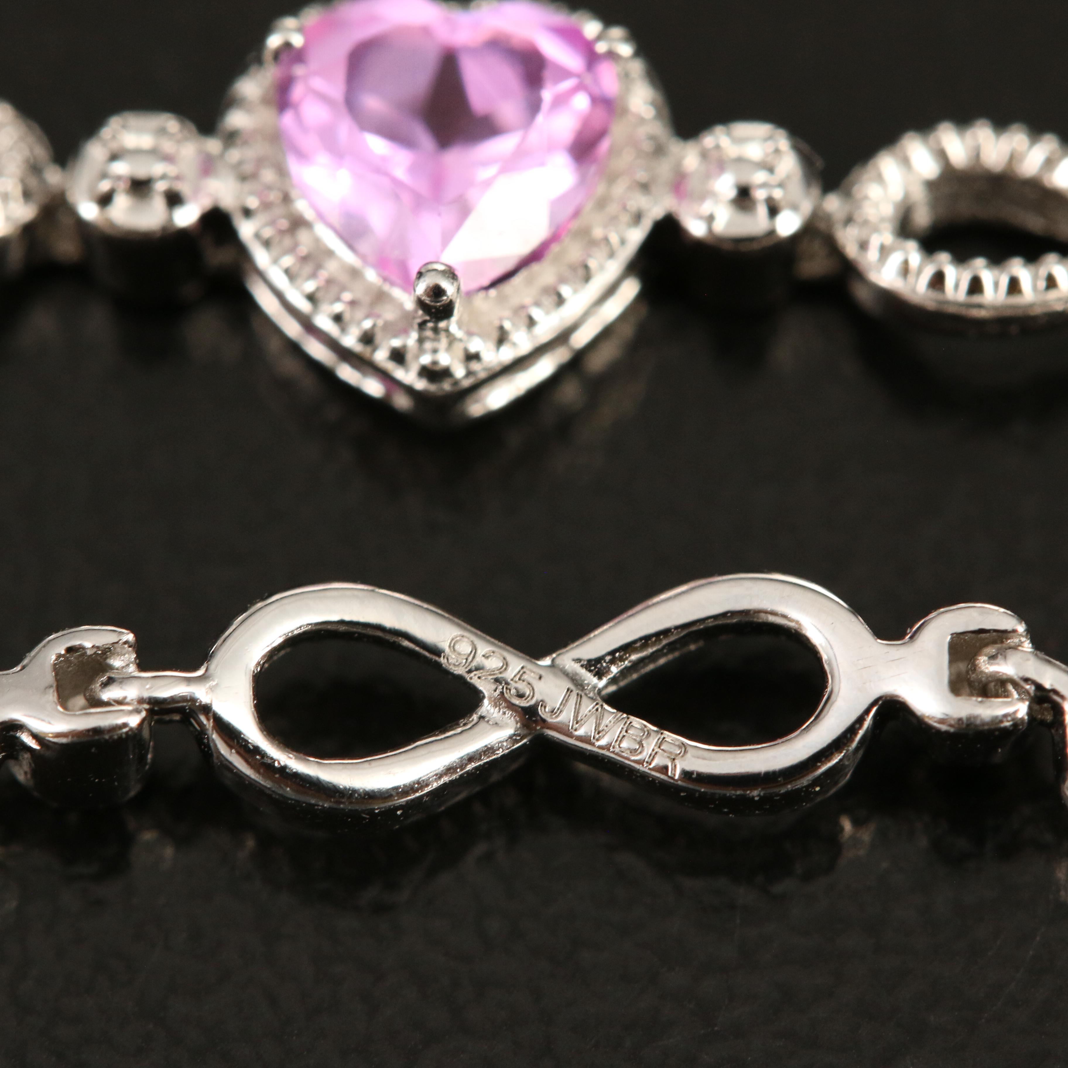 Sterling Sapphire Infinity Heart Bracelet