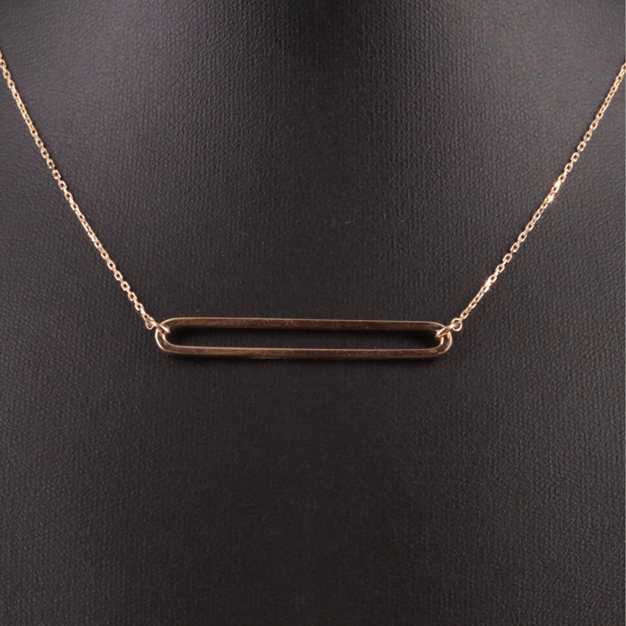 14K Open Oblong Pendant Necklace