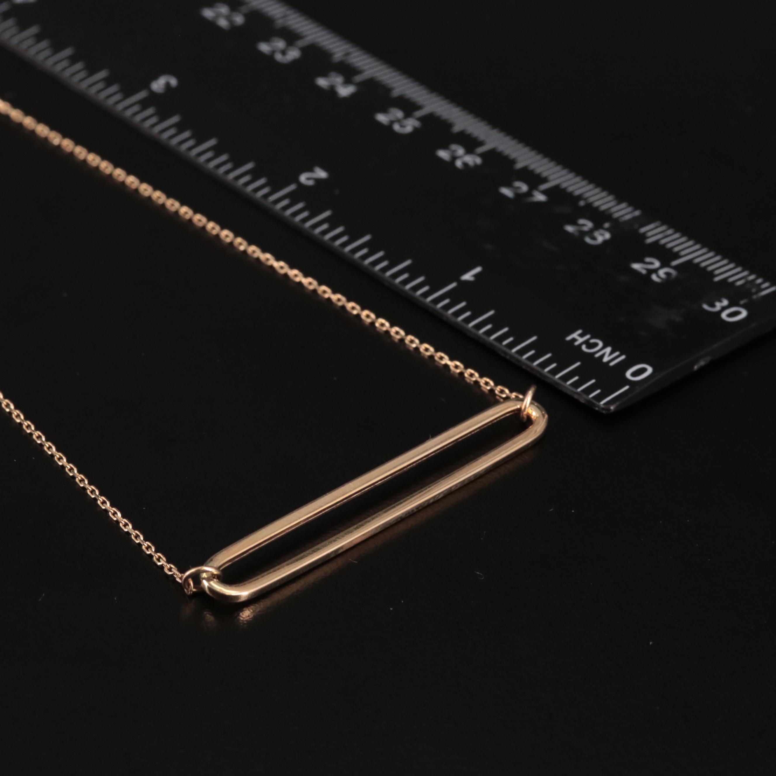 14K Open Oblong Pendant Necklace