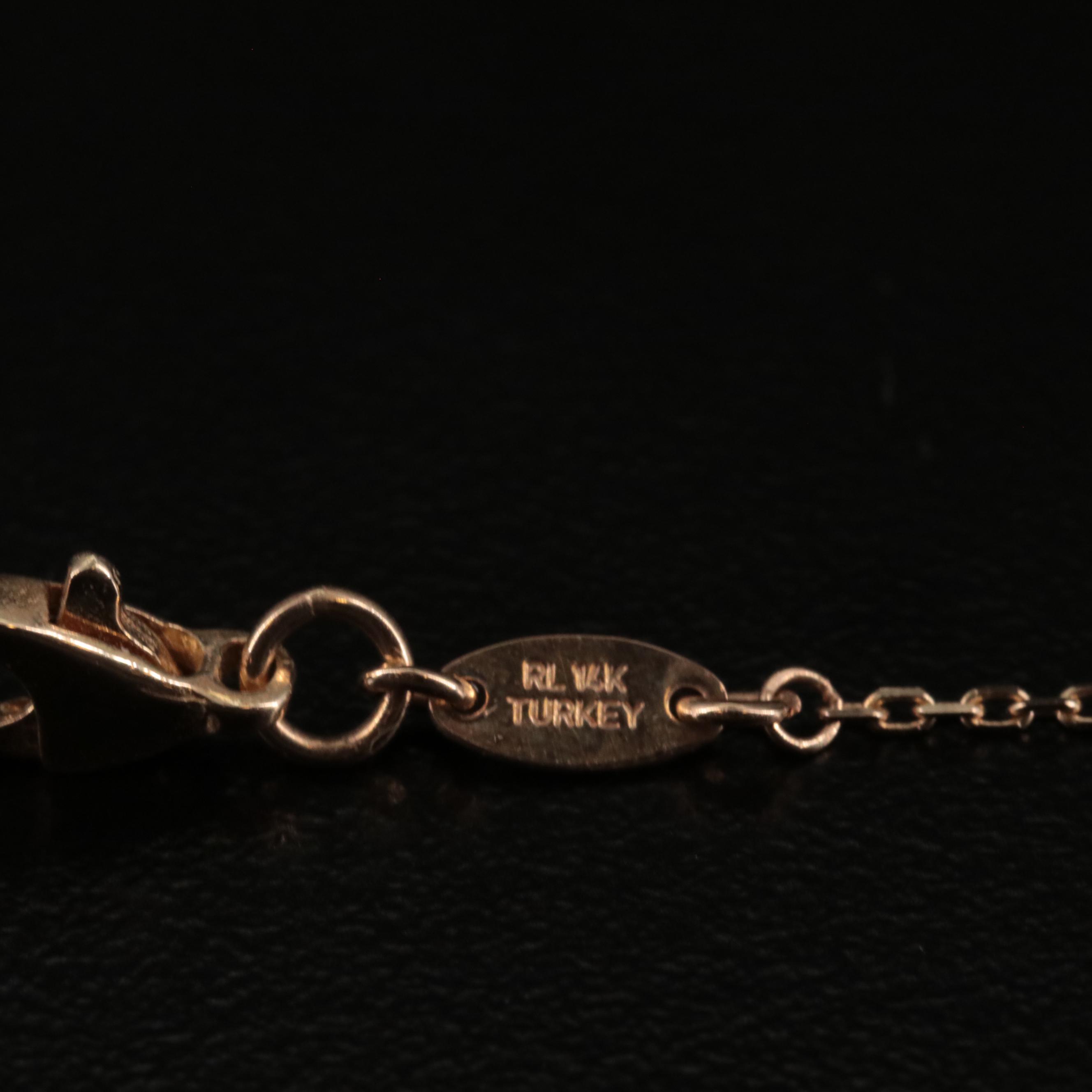 14K Open Oblong Pendant Necklace