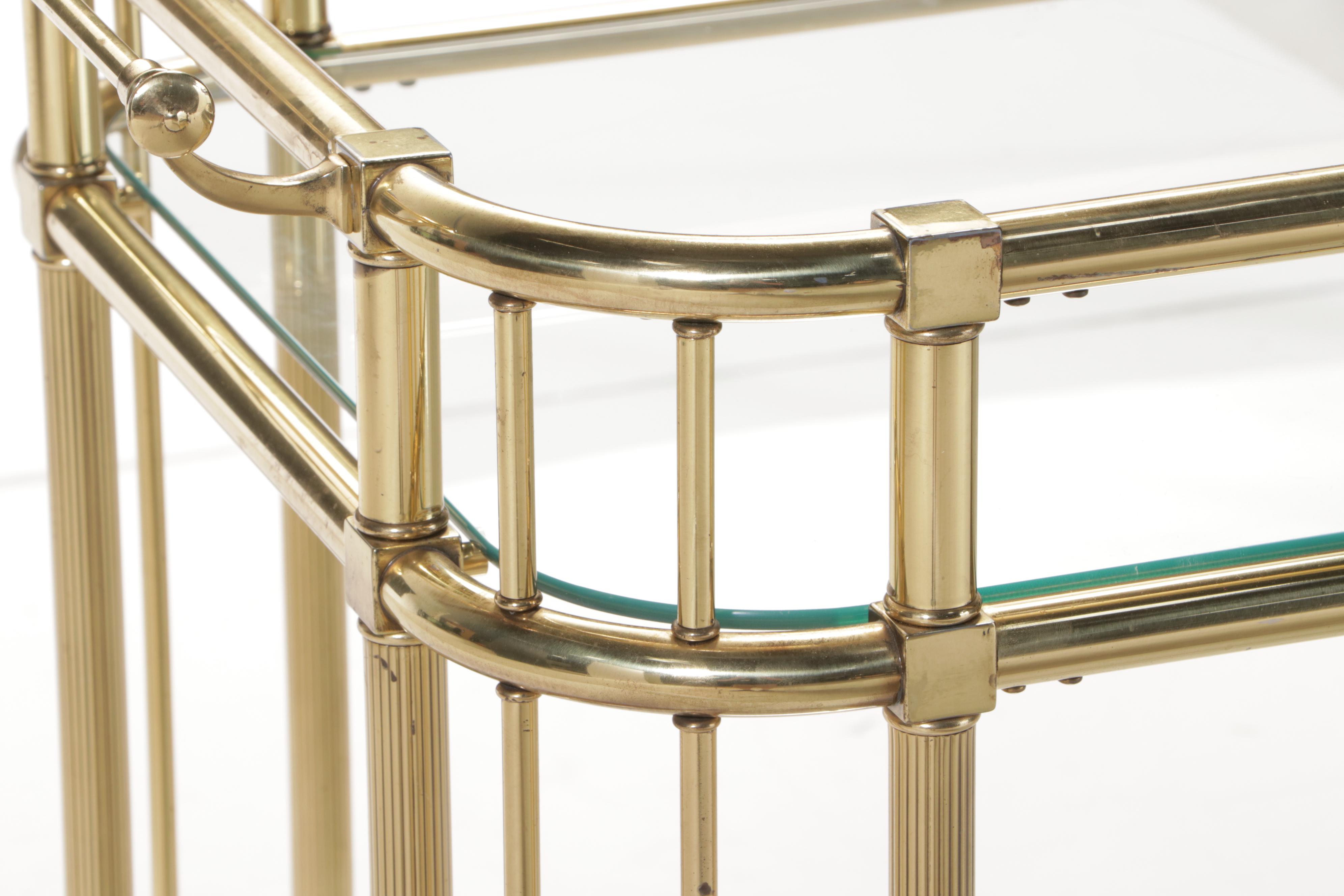 Hollywood Regency Style Brass and Glass Two-Tier Serving Cart